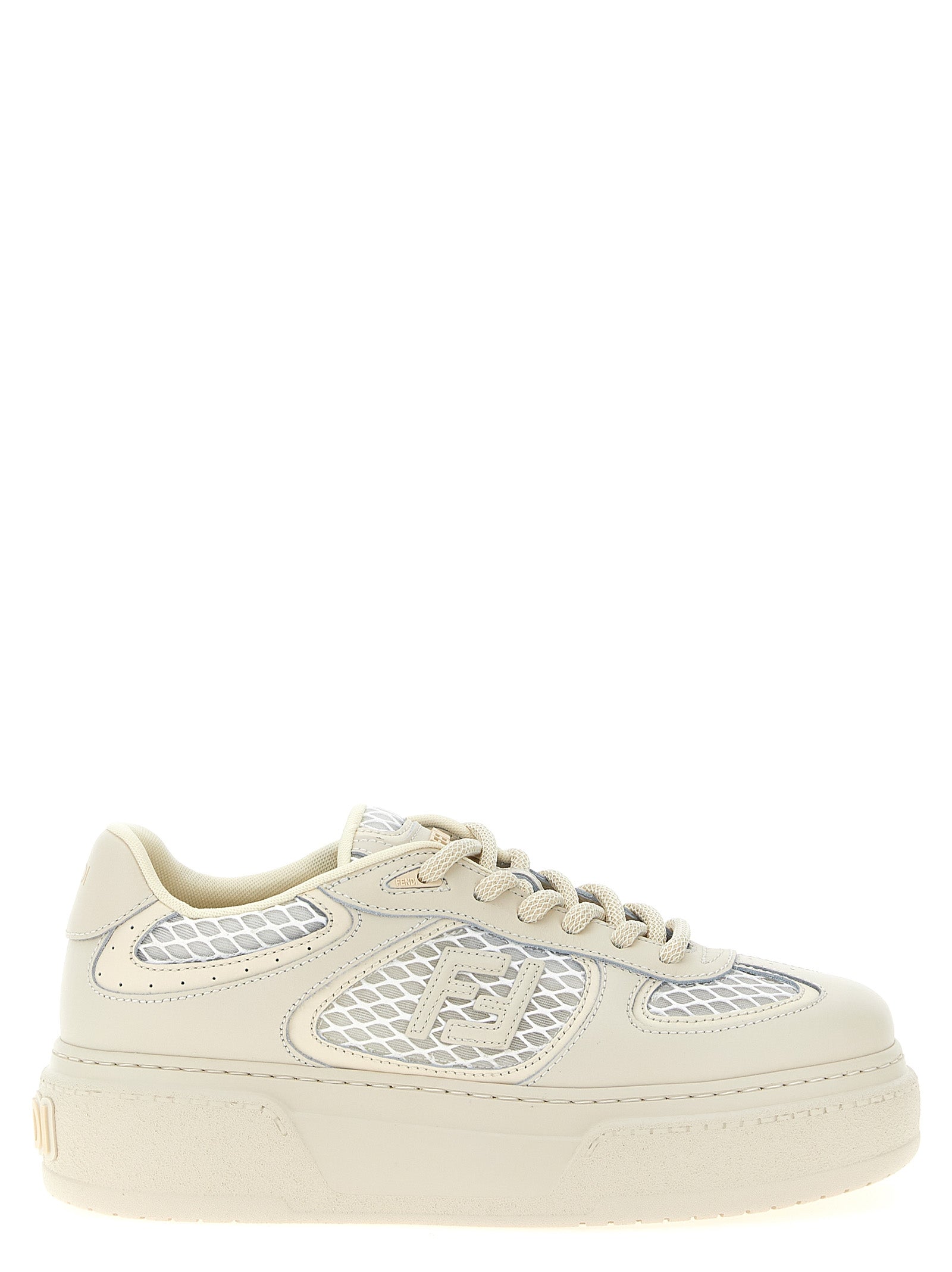 Fendi Beige Calfskin Platform Sneakers Fendi