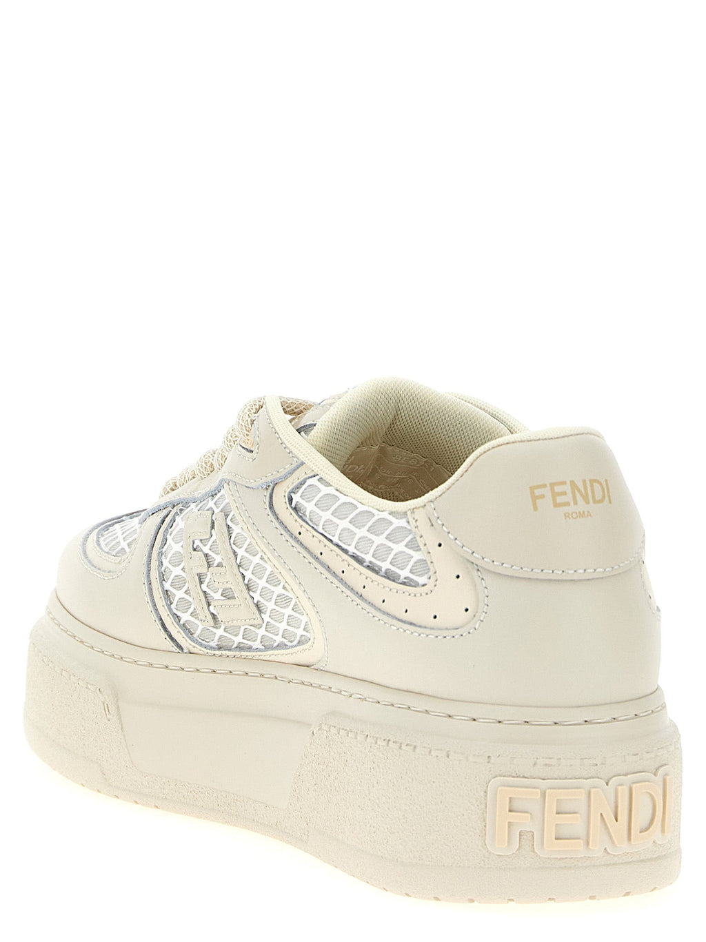 Fendi Beige Calfskin Platform Sneakers Fendi