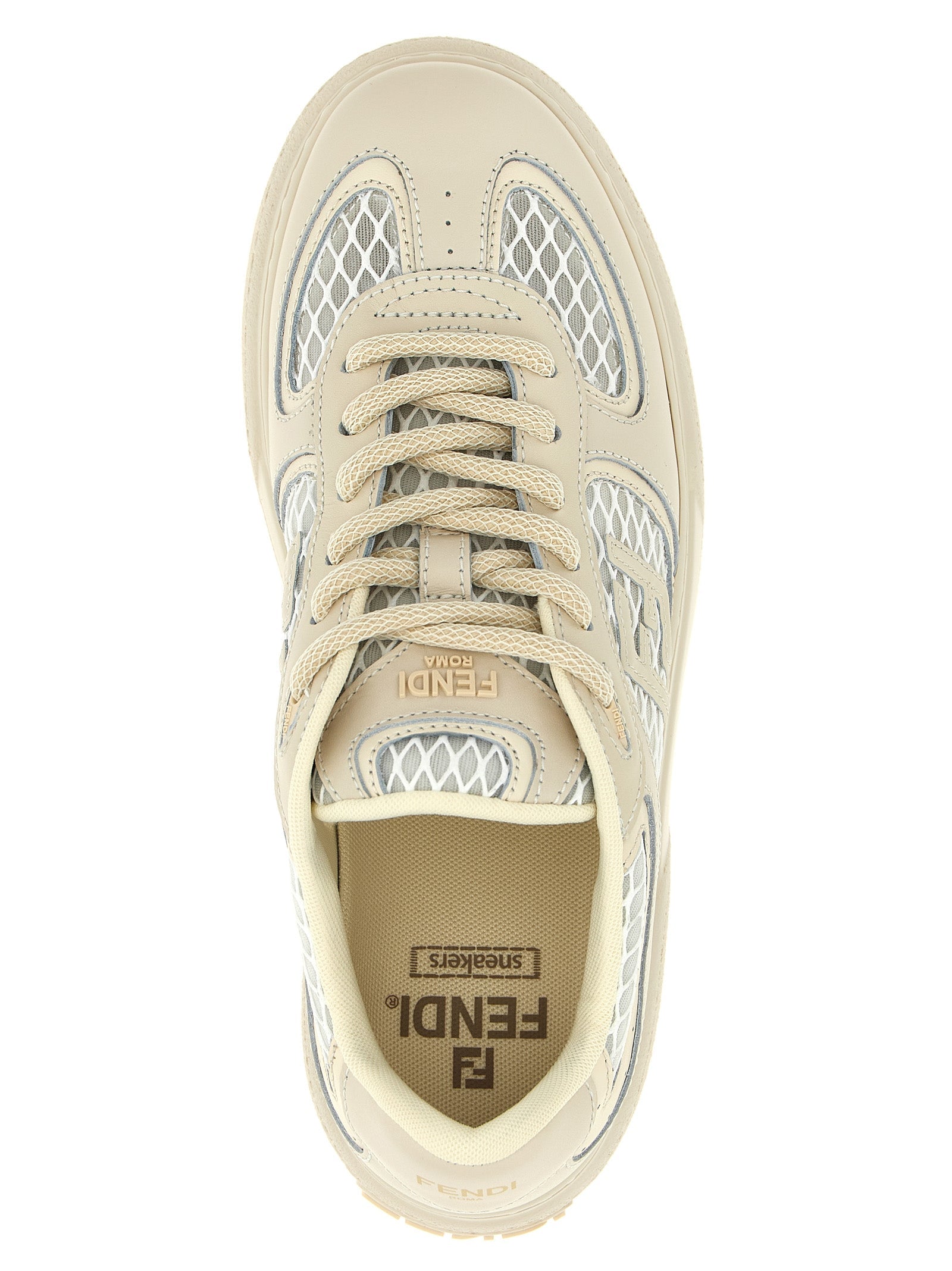 Fendi Beige Calfskin Platform Sneakers Fendi