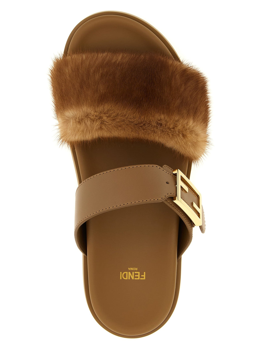 Fendi Brown Leather Slides Fendi