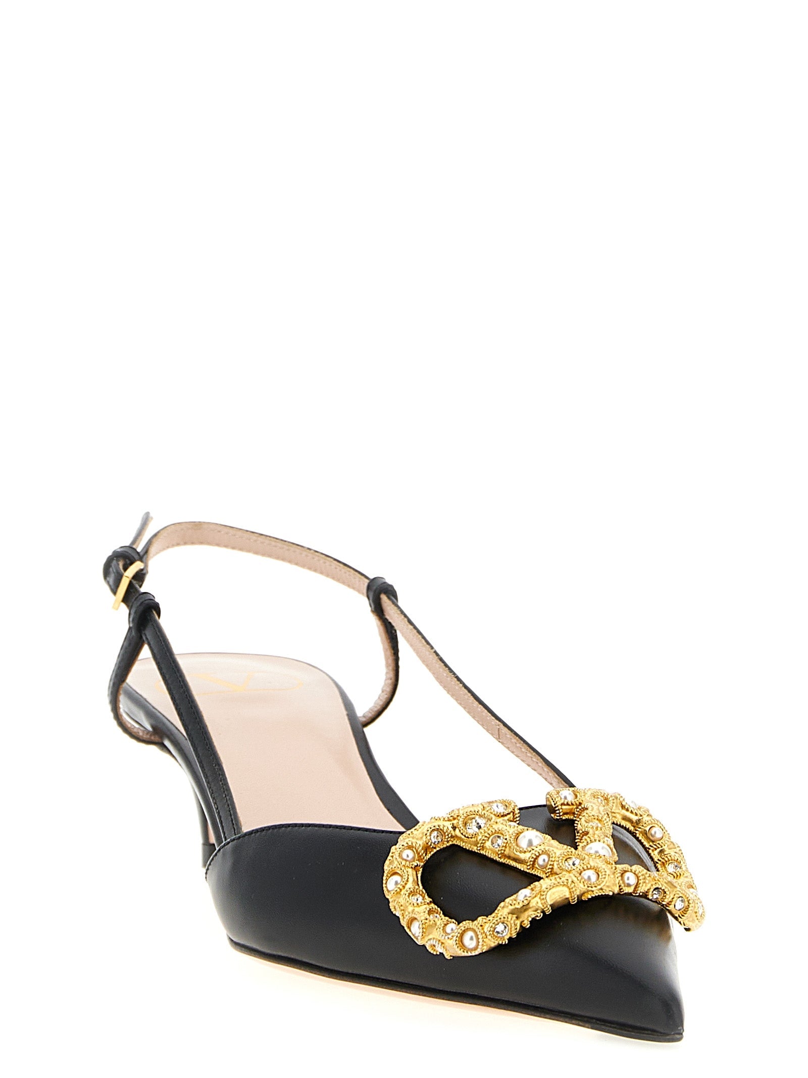 Valentino Garavani Black Calfskin Mid Heel Pumps Valentino Garavani