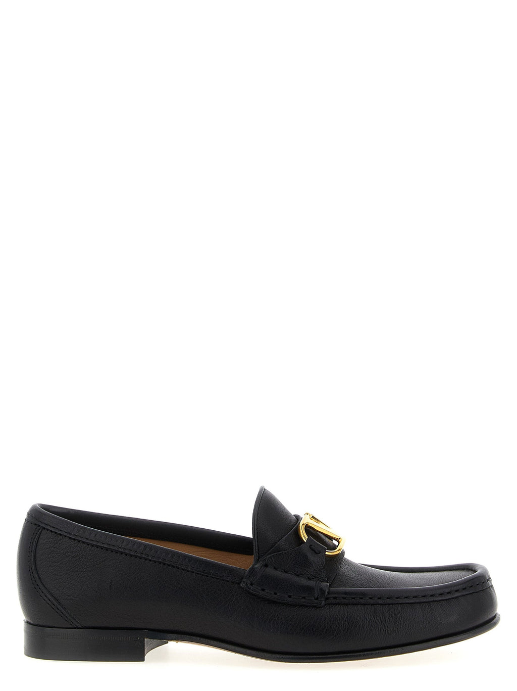 Valentino Garavani Black Buffalo Leather Slip-On Loafers Valentino Garavani
