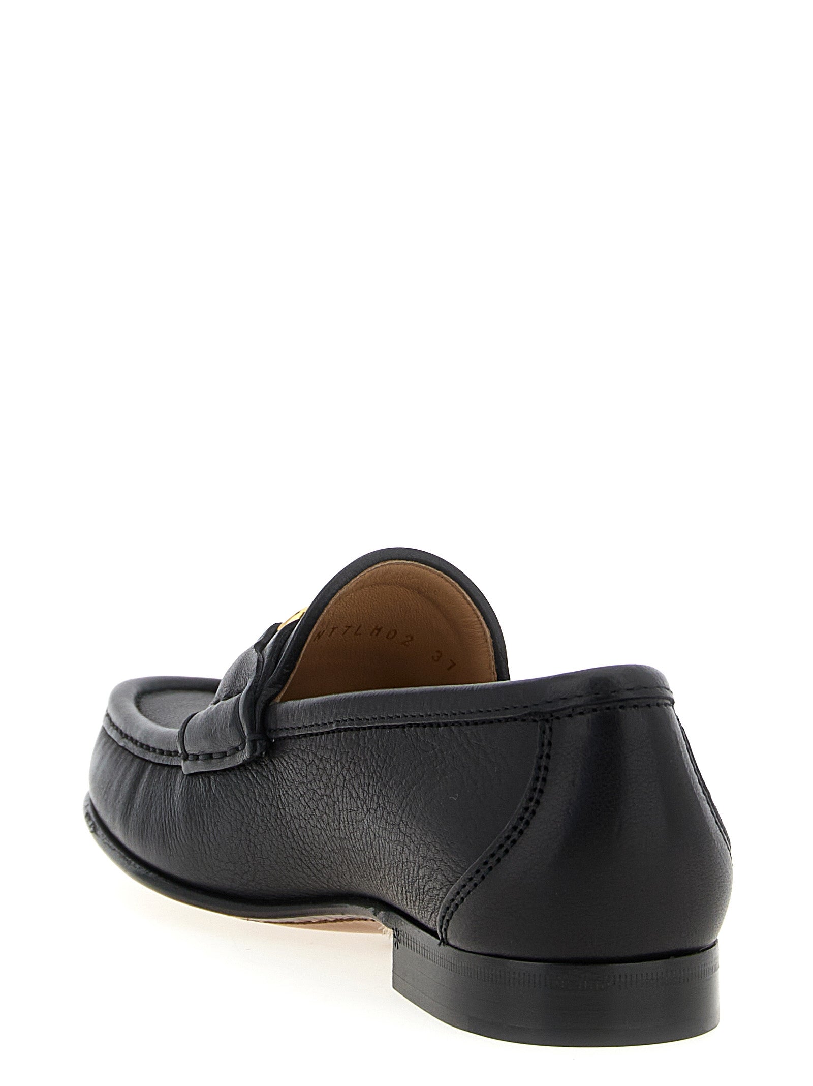 Valentino Garavani Black Buffalo Leather Slip-On Loafers Valentino Garavani