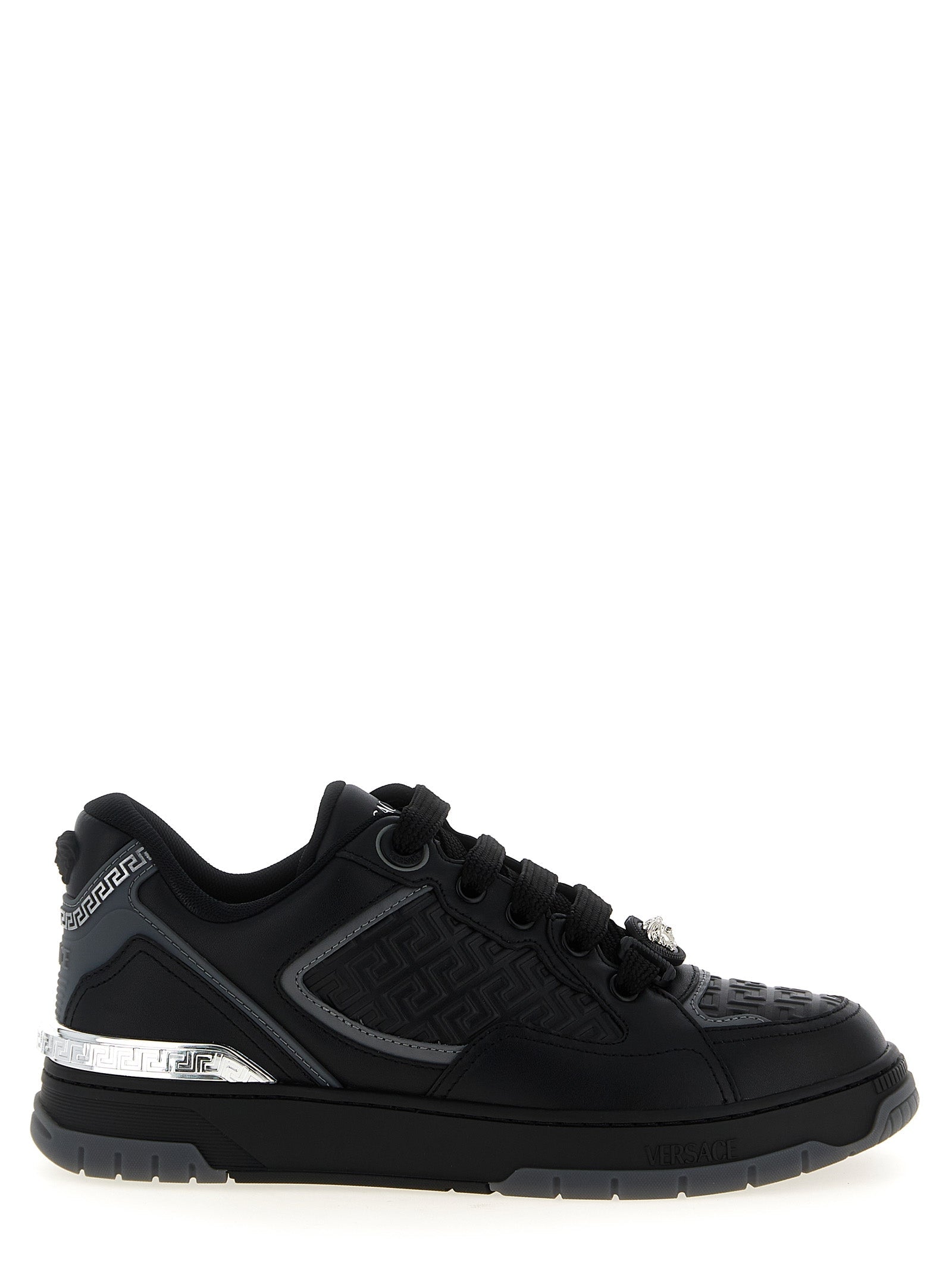 Versace Black Calfskin Athletic Sneakers Versace