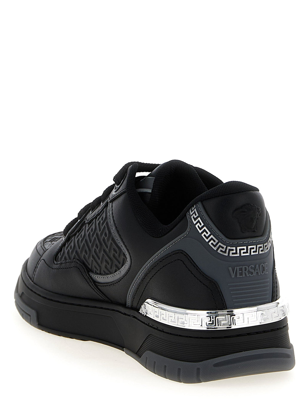 Versace Black Calfskin Athletic Sneakers Versace