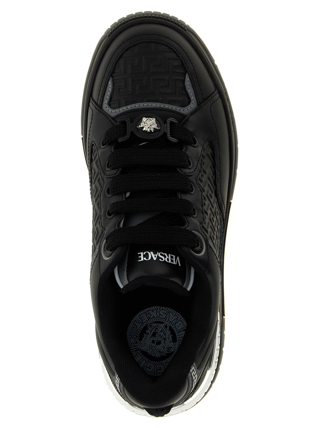 Versace Black Calfskin Athletic Sneakers Versace