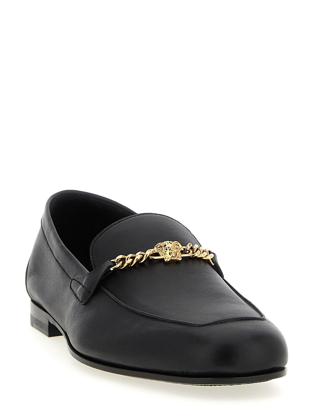 Versace Black Calfskin Slip-On Loafers Versace