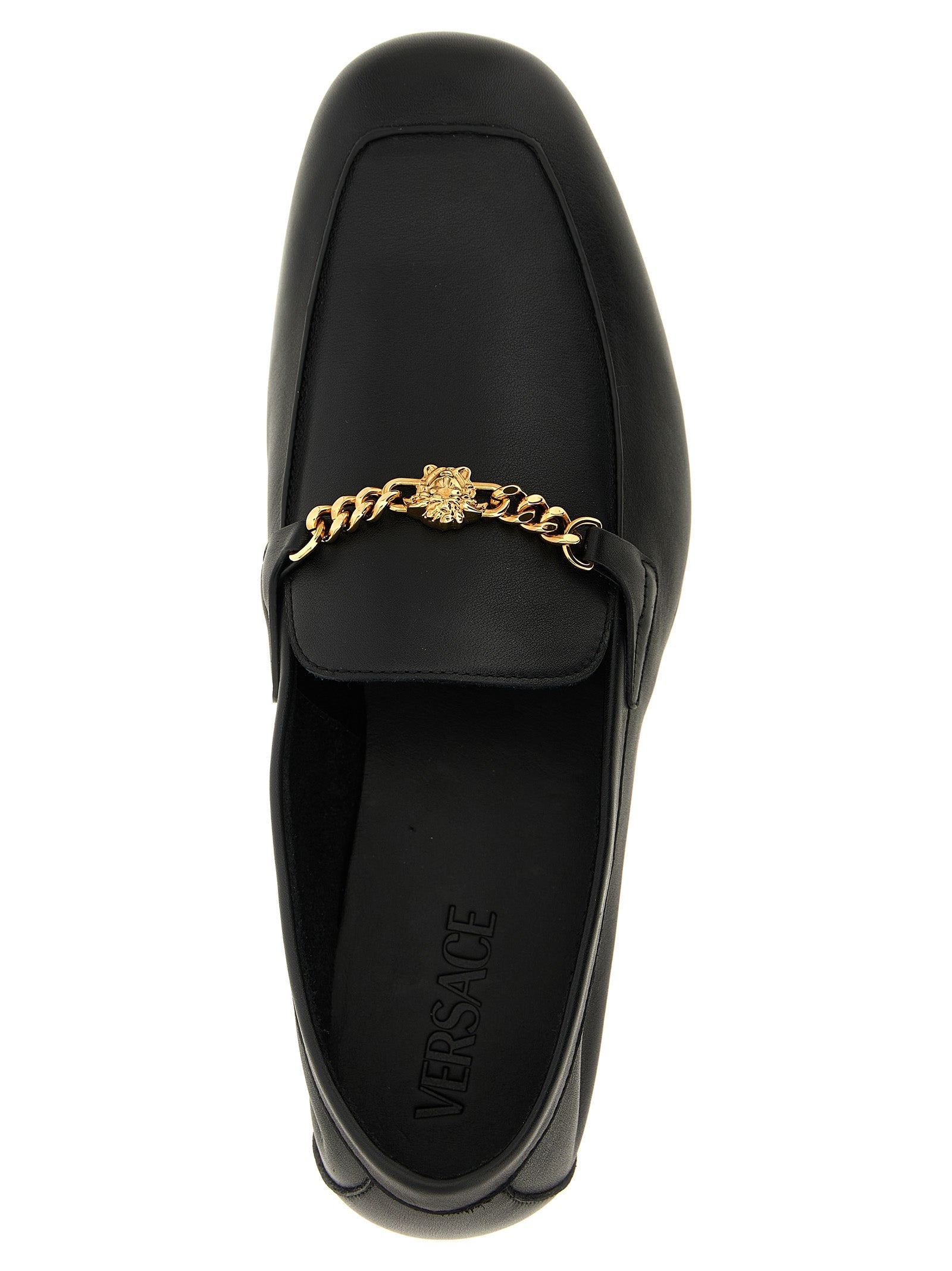 Versace Black Calfskin Slip-On Loafers Versace