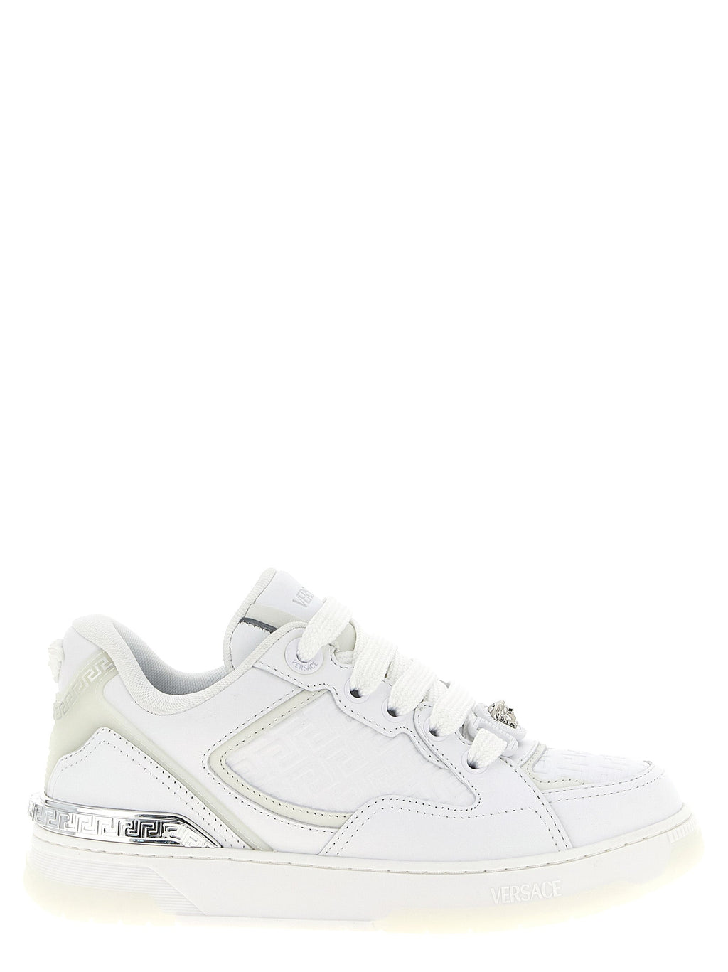 Versace White Calfskin Low Top Sneakers Versace