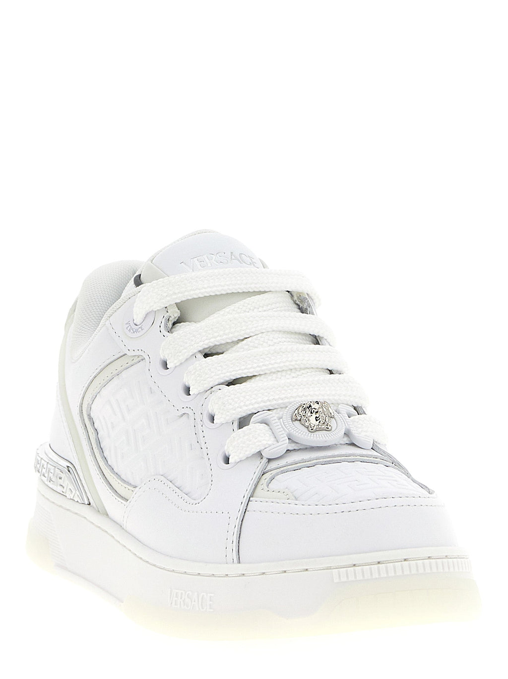 Versace White Calfskin Low Top Sneakers Versace
