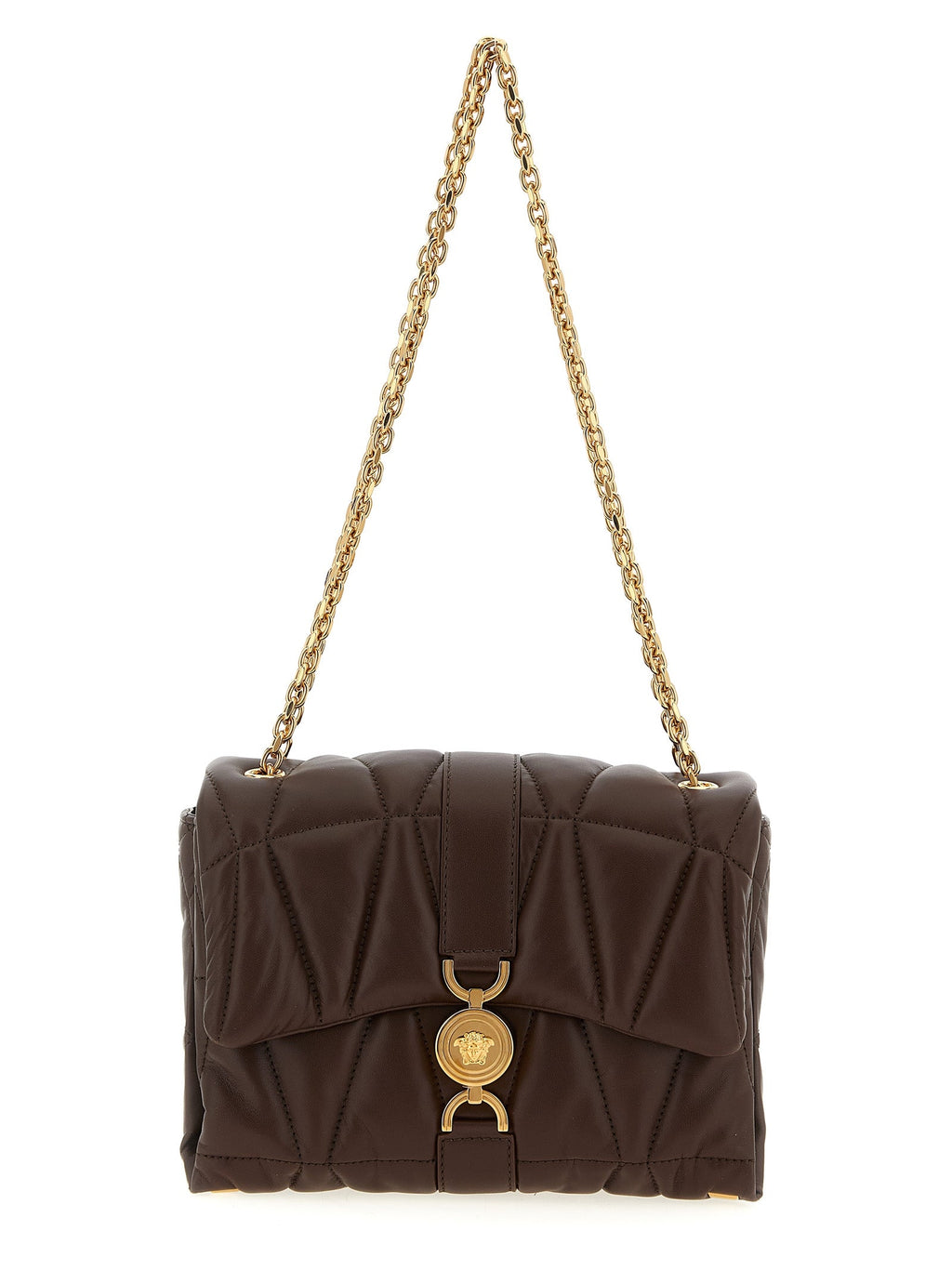 Versace Brown Lamb Leather Shoulder Bag Versace