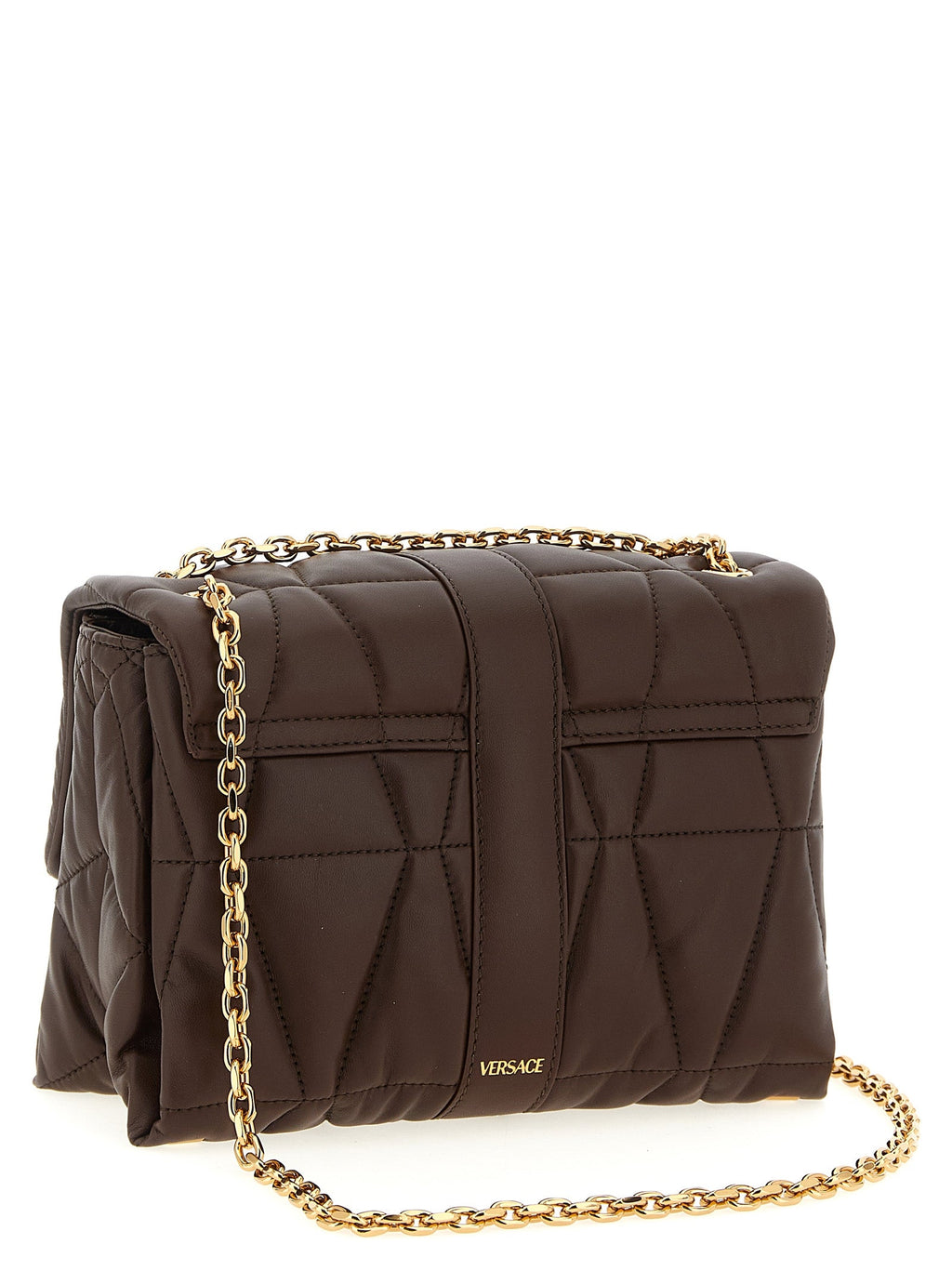 Versace Brown Lamb Leather Shoulder Bag Versace