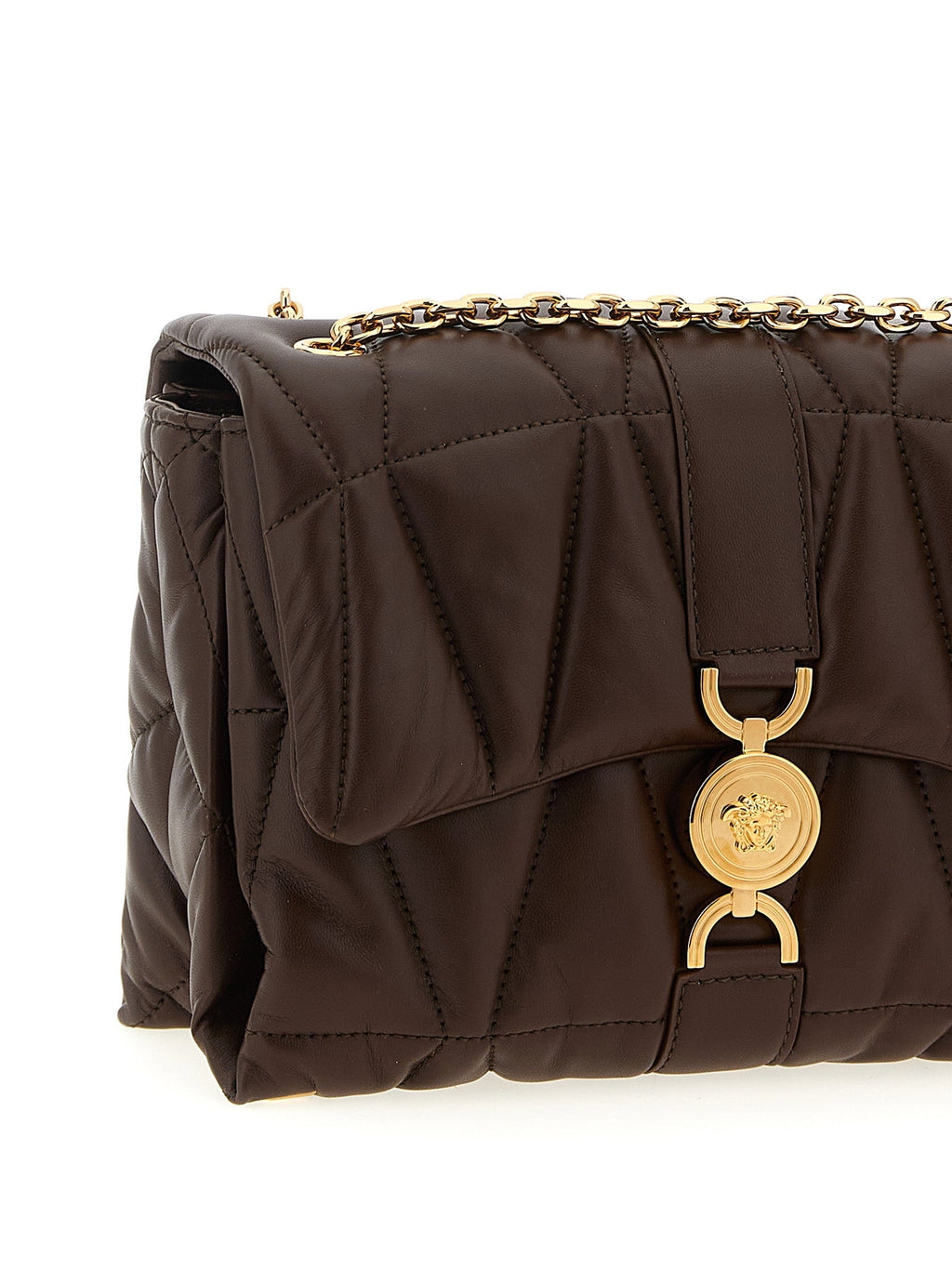 Versace Brown Lamb Leather Shoulder Bag Versace