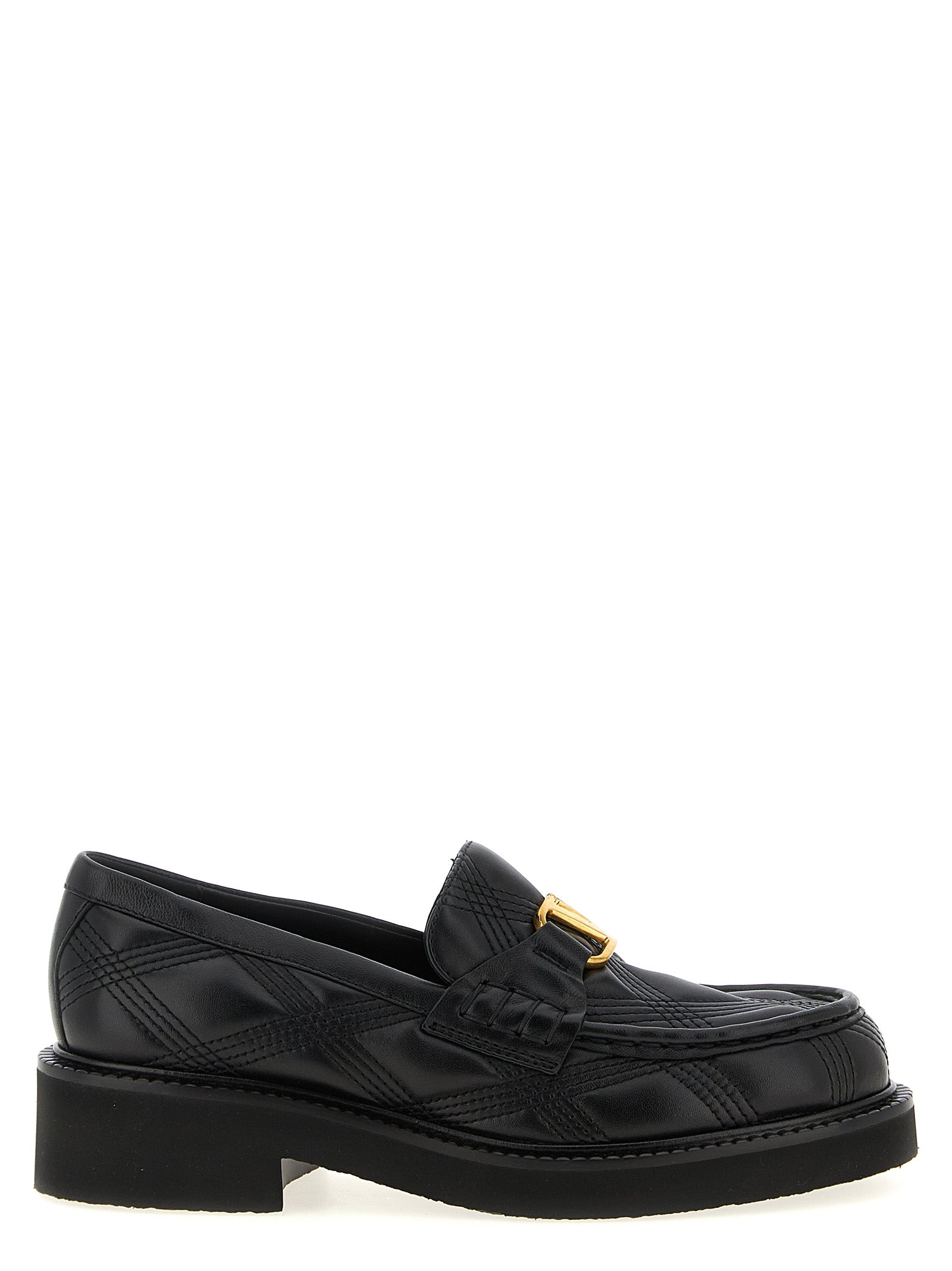 Valentino Garavani Black Lamb Leather Slip-On Loafers Valentino Garavani