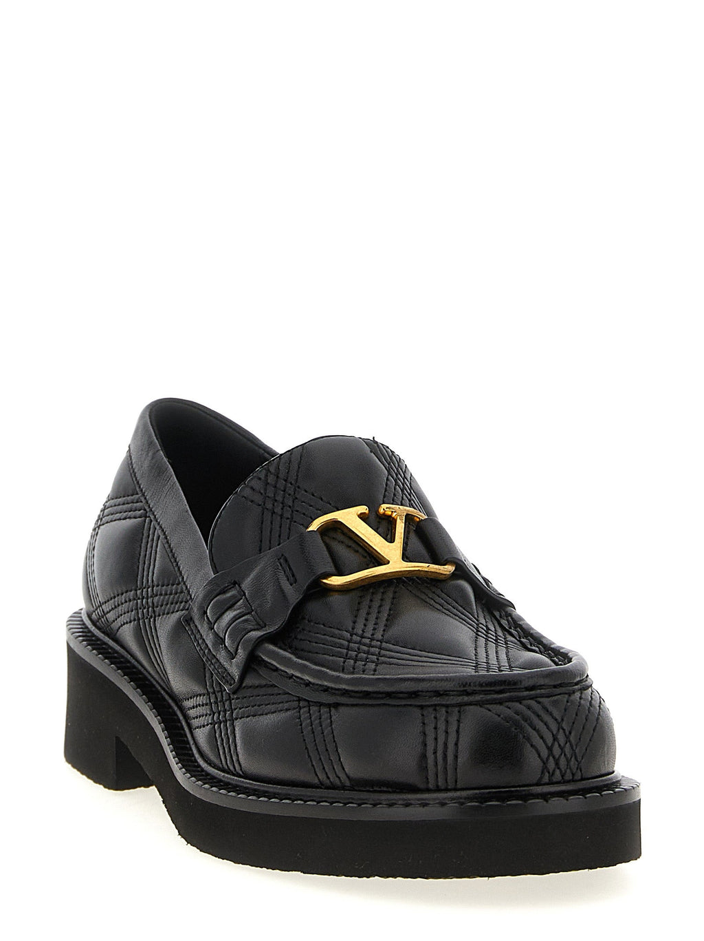 Valentino Garavani Black Lamb Leather Slip-On Loafers Valentino Garavani