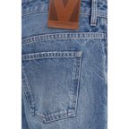 Valentino Blue Cotton Straight-Leg Jeans Valentino