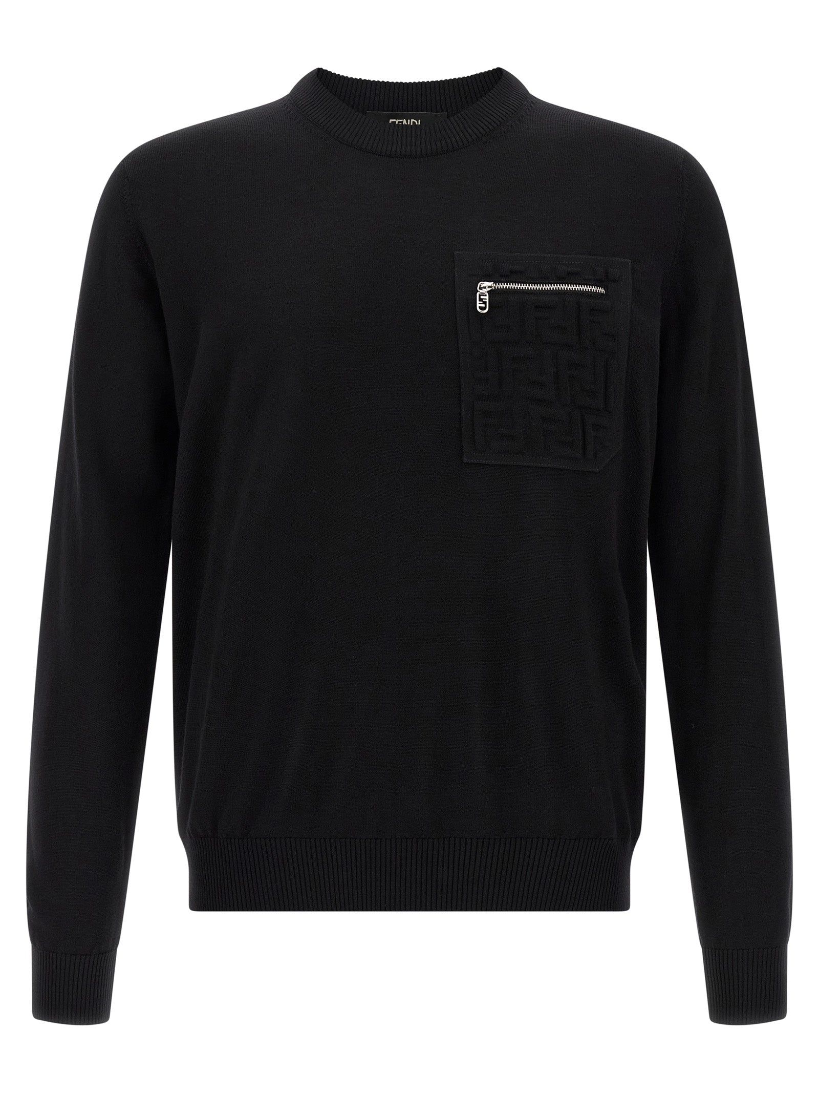 Fendi Black Virgin Wool Cardigan Fendi