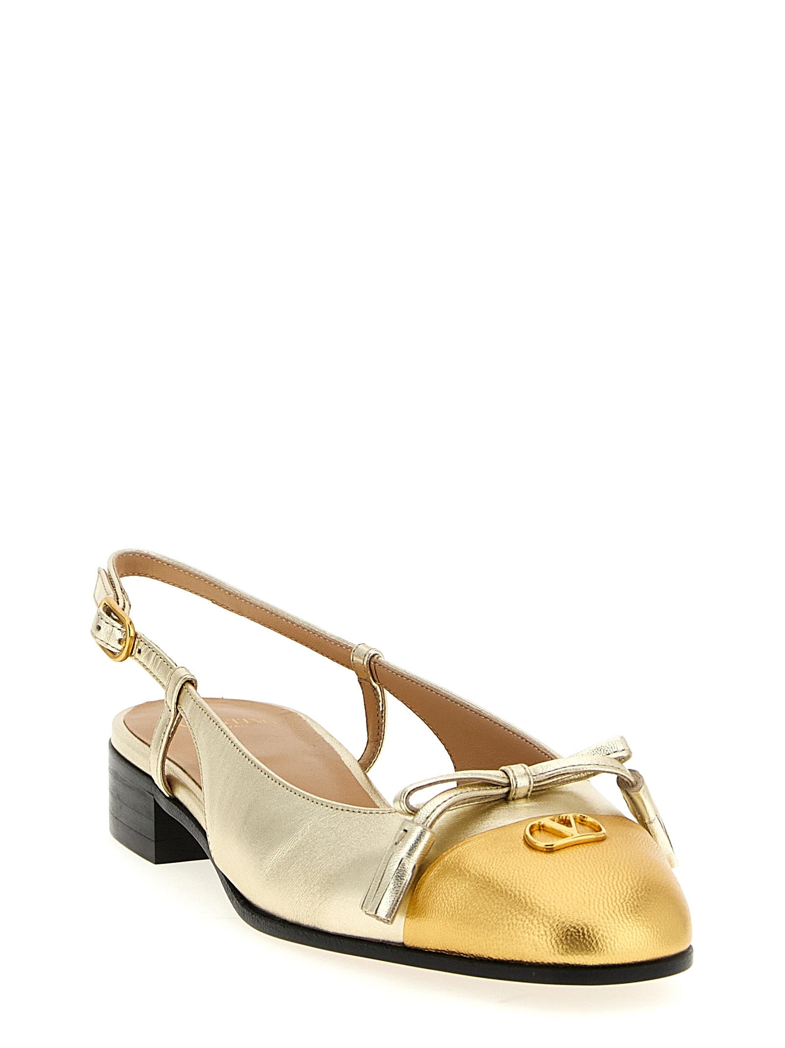 Valentino Garavani Gold Leather Ballet Flats Valentino Garavani