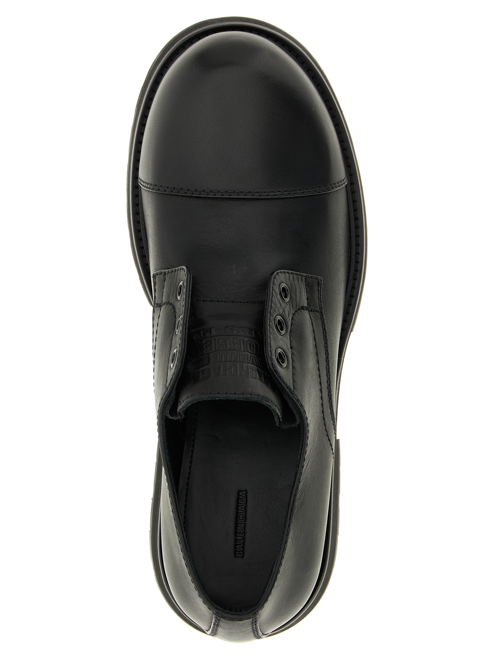 Balenciaga Black Bull Skin Slip-On Loafers Balenciaga