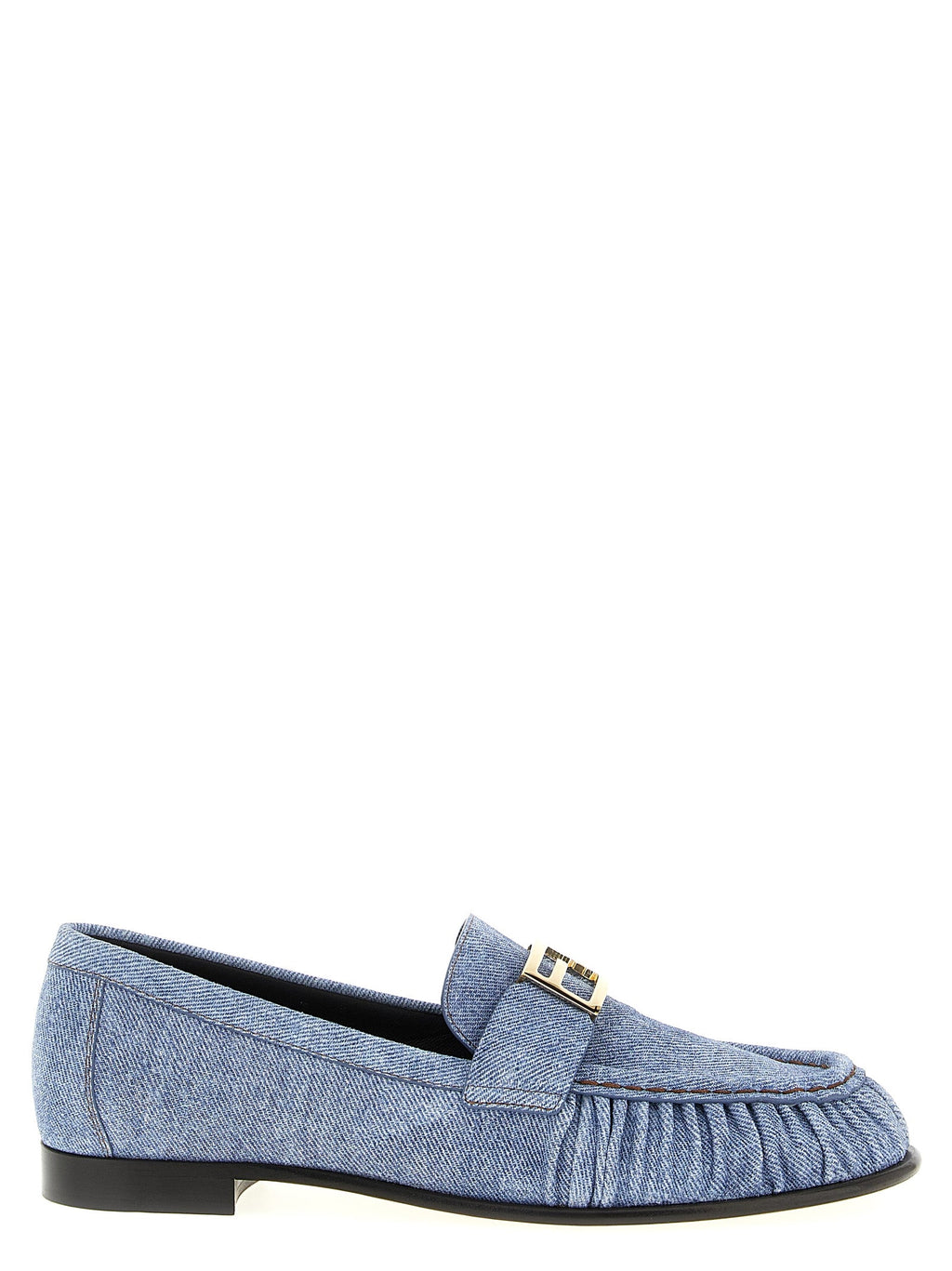Fendi Blue Calfskin Slip-On Loafers Fendi