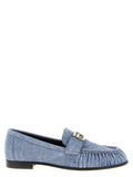Fendi Blue Calfskin Slip-On Loafers Fendi