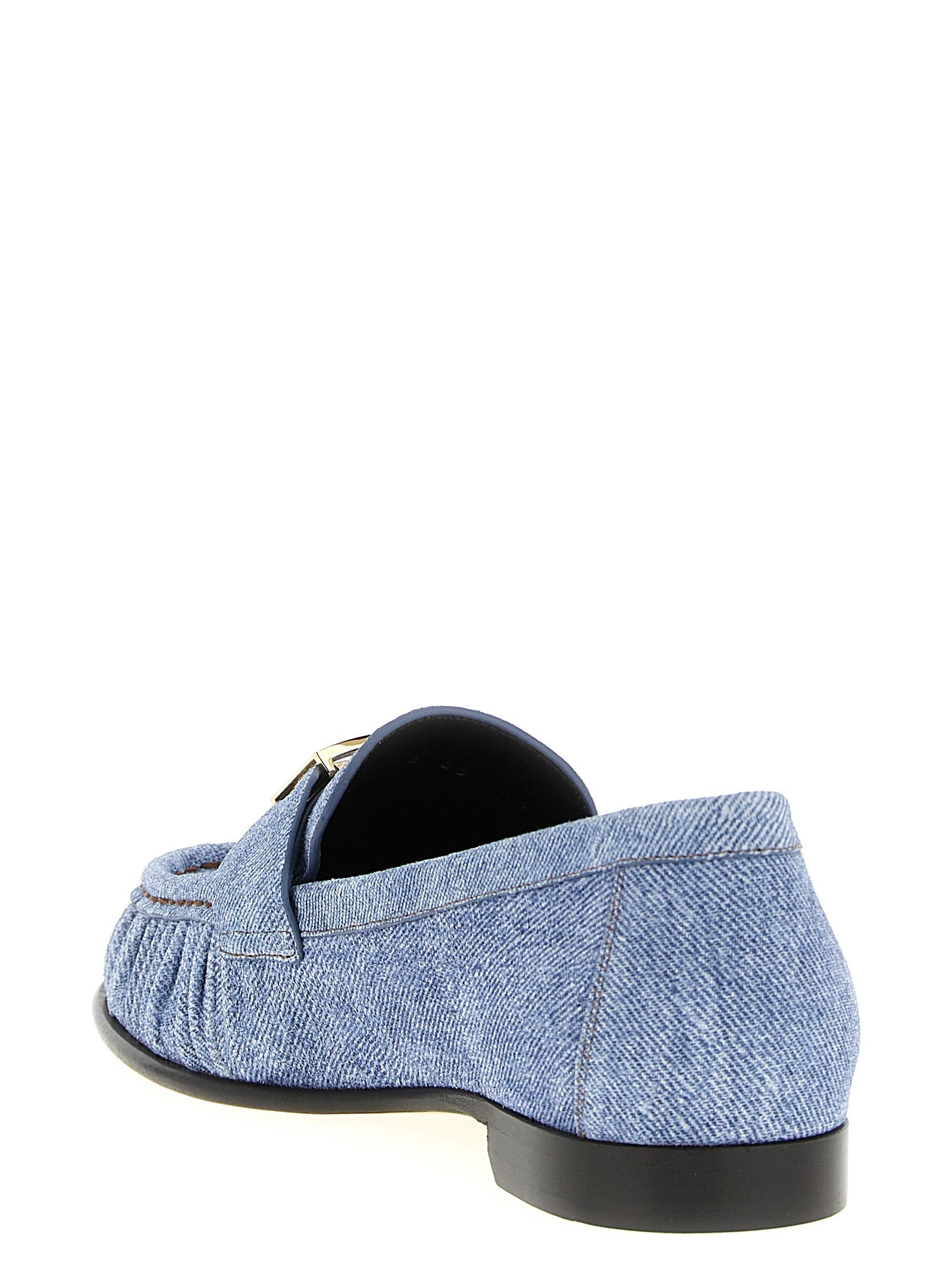 Fendi Blue Calfskin Slip-On Loafers Fendi