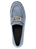 Fendi Blue Calfskin Slip-On Loafers Fendi