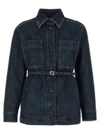 Fendi Blue Cotton Denim Jacket Fendi