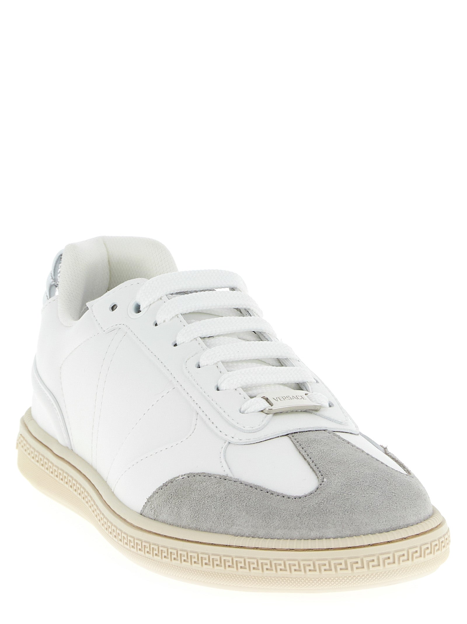 Versace White Calfskin Low Top Sneakers Versace