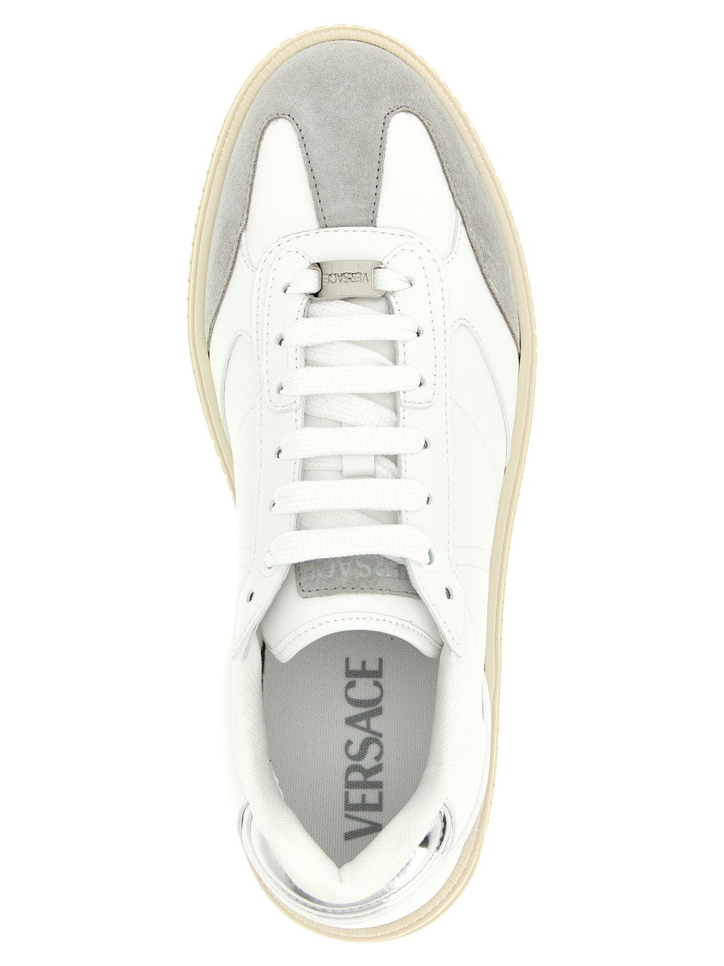 Versace White Calfskin Low Top Sneakers Versace