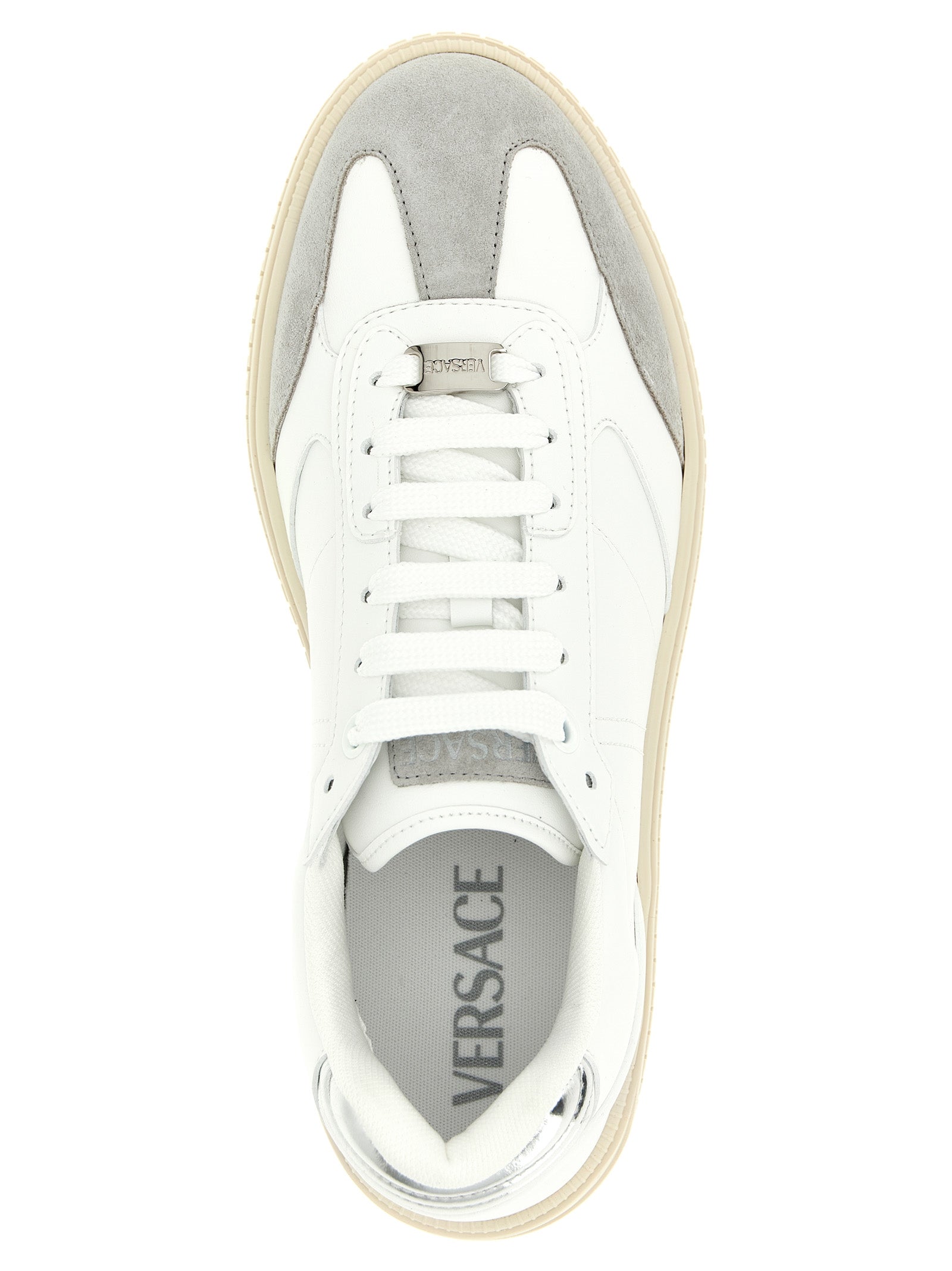 Versace White Calfskin Low Top Sneakers Versace