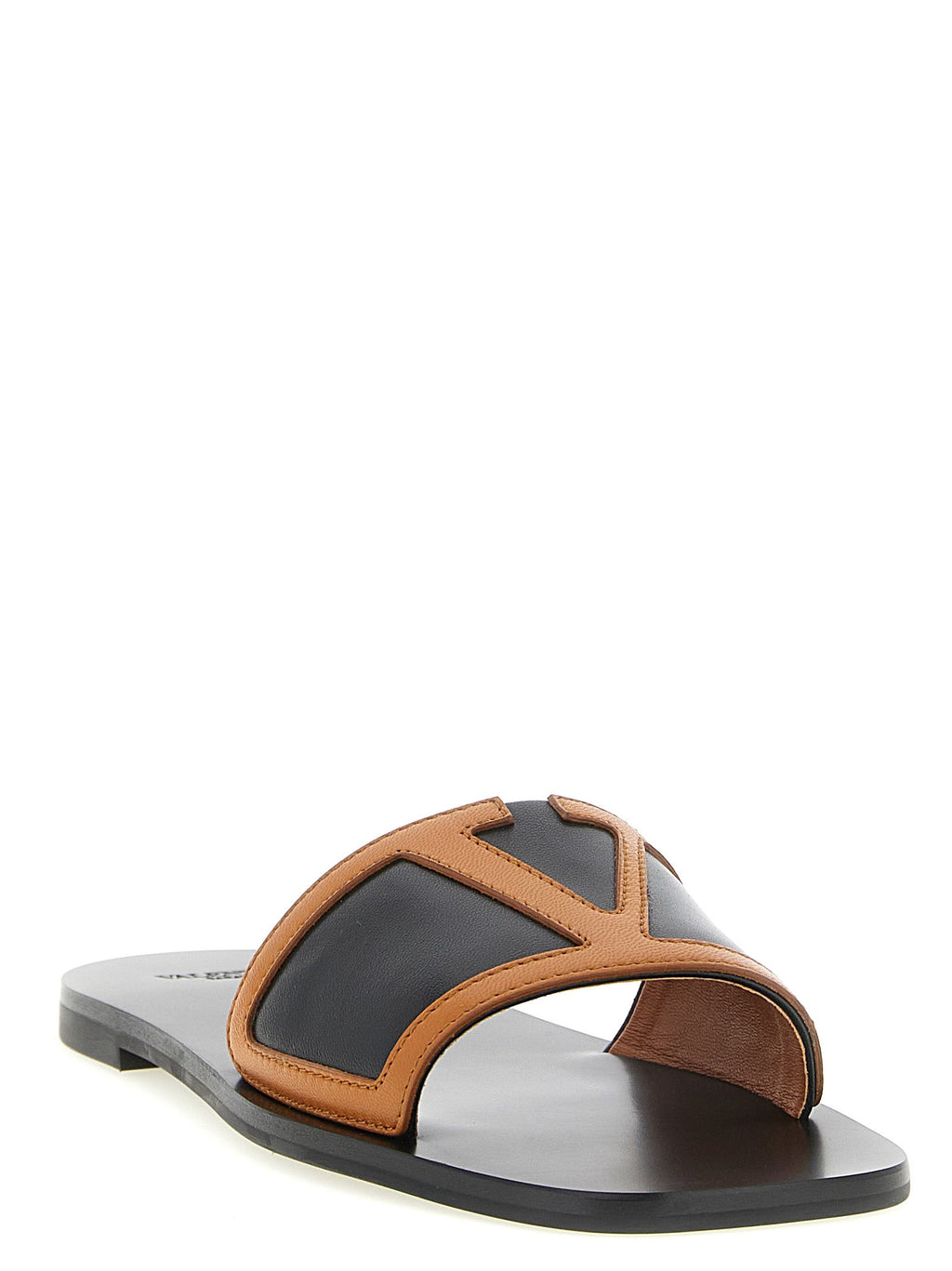 Valentino Garavani Brown Lamb Leather Slides Valentino Garavani