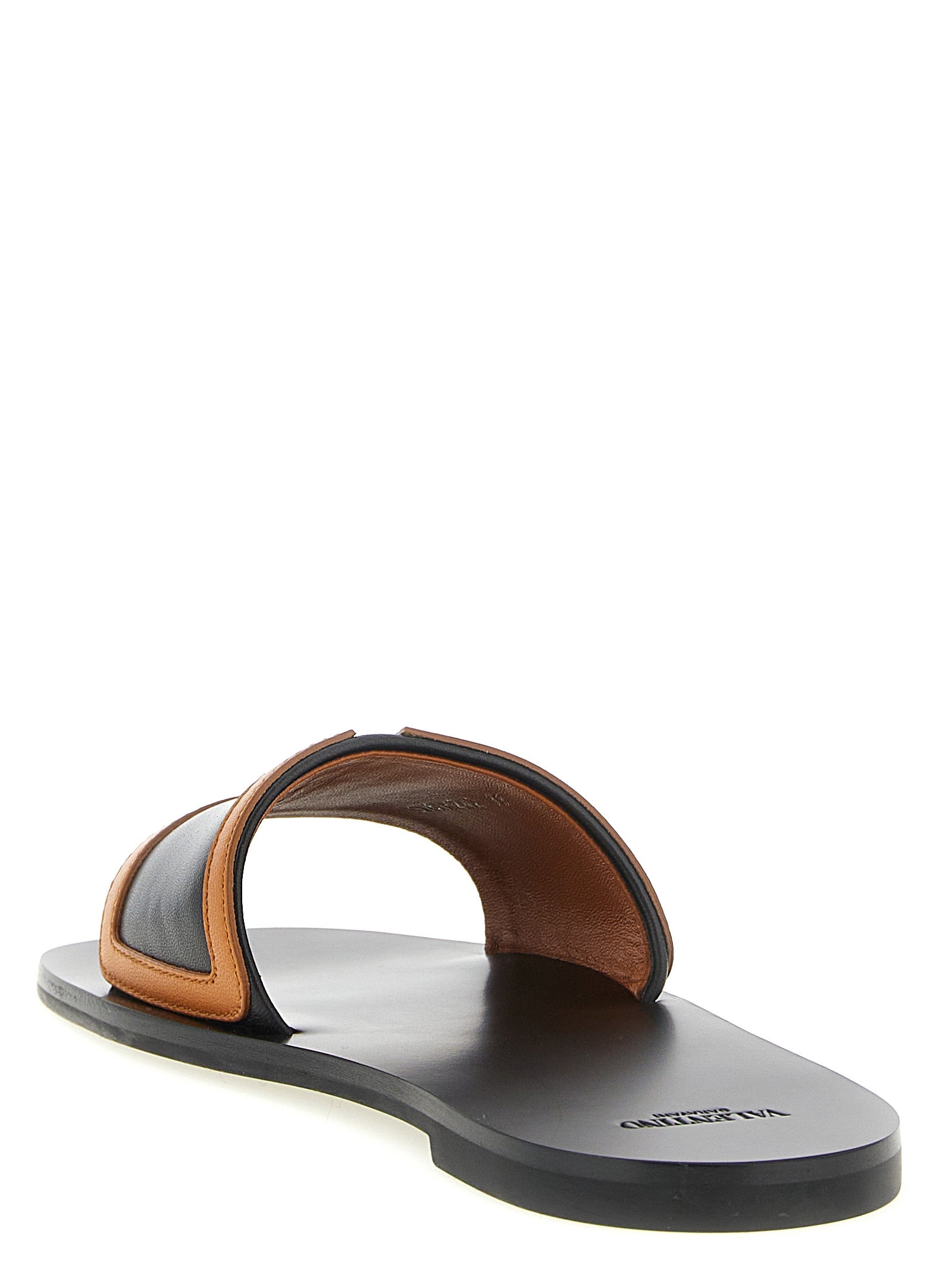 Valentino Garavani Brown Lamb Leather Slides Valentino Garavani