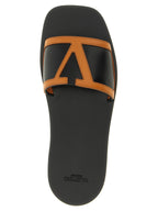 Valentino Garavani Brown Lamb Leather Slides Valentino Garavani