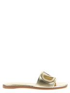 Valentino Garavani Gold Calfskin Slides Valentino Garavani