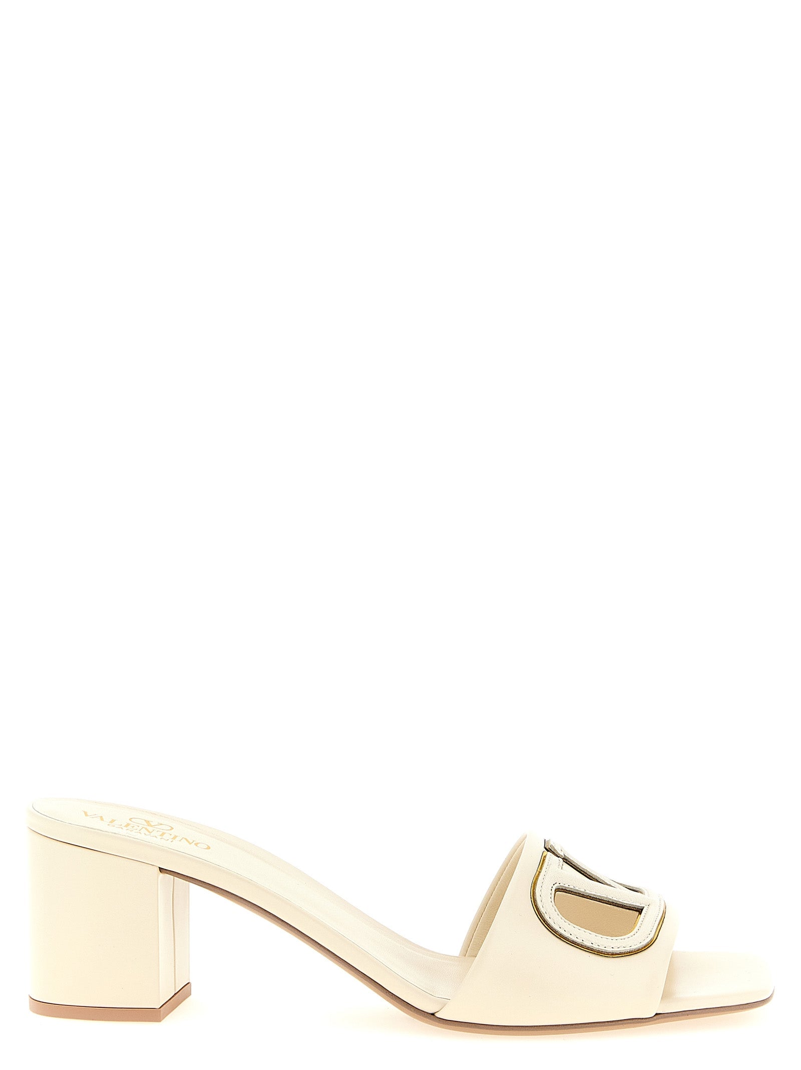 Valentino Garavani White Calfskin Mid Heel Pumps Valentino Garavani