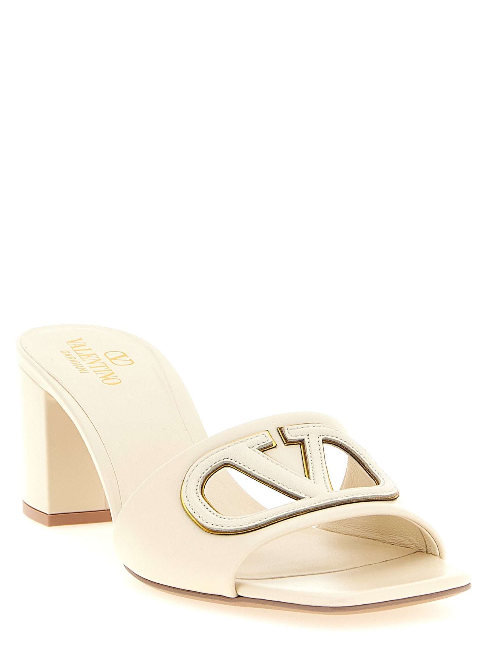 Valentino Garavani White Calfskin Mid Heel Pumps Valentino Garavani