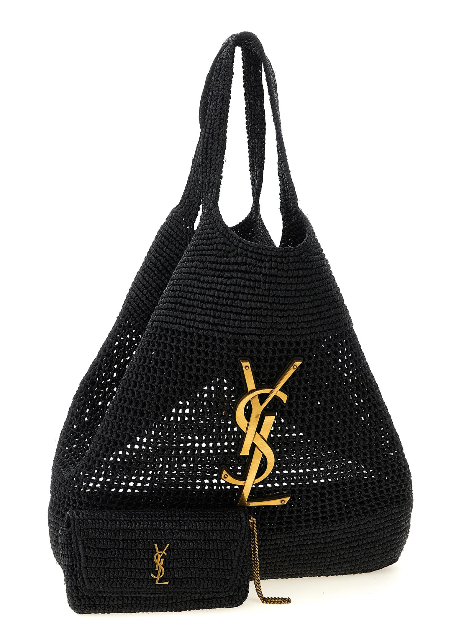 Saint Laurent Black Raffia Tote Bag Saint Laurent