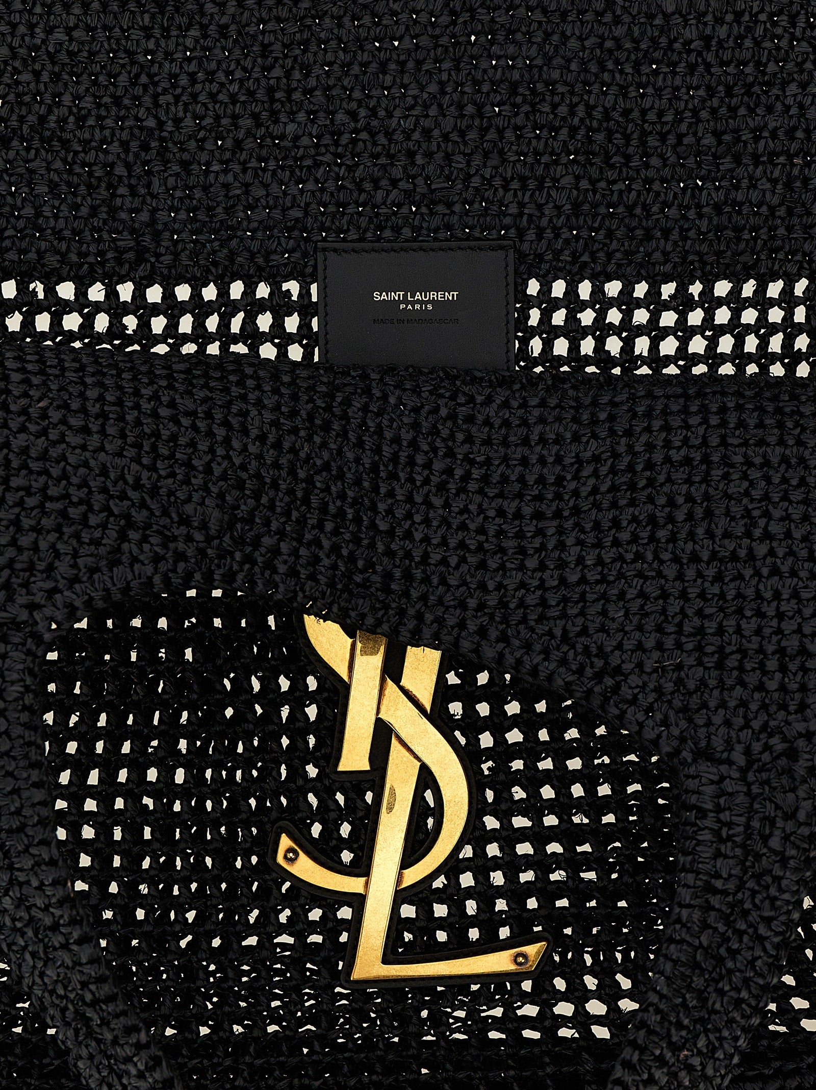 Saint Laurent Black Raffia Tote Bag Saint Laurent