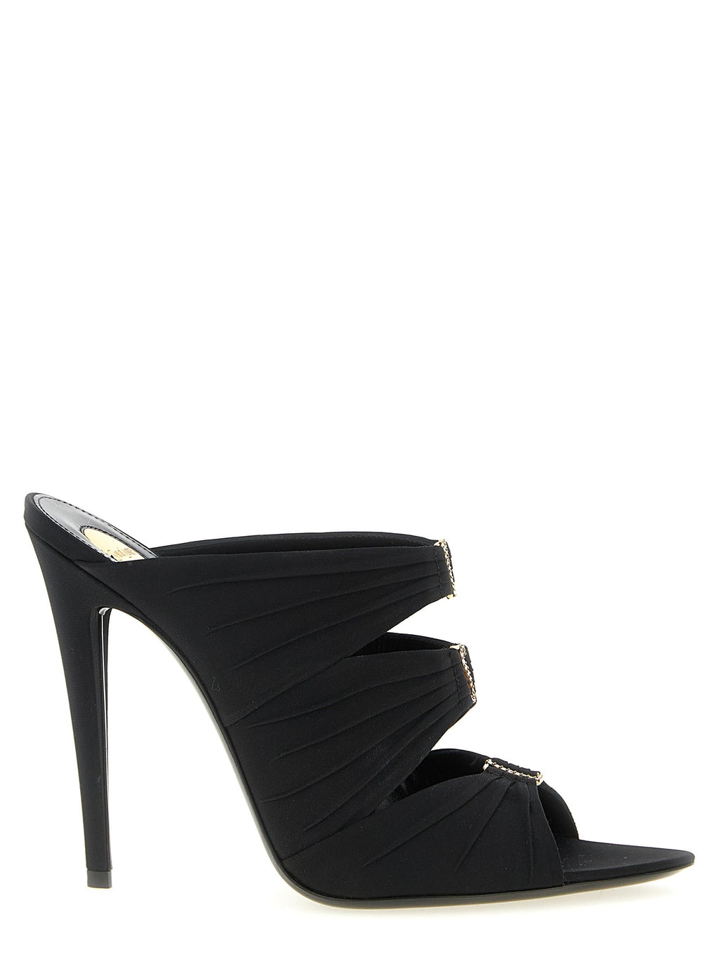 Saint Laurent Black Viscose Stiletto Heel Sandals Saint Laurent