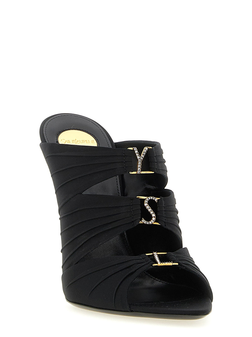 Saint Laurent Black Viscose Stiletto Heel Sandals Saint Laurent