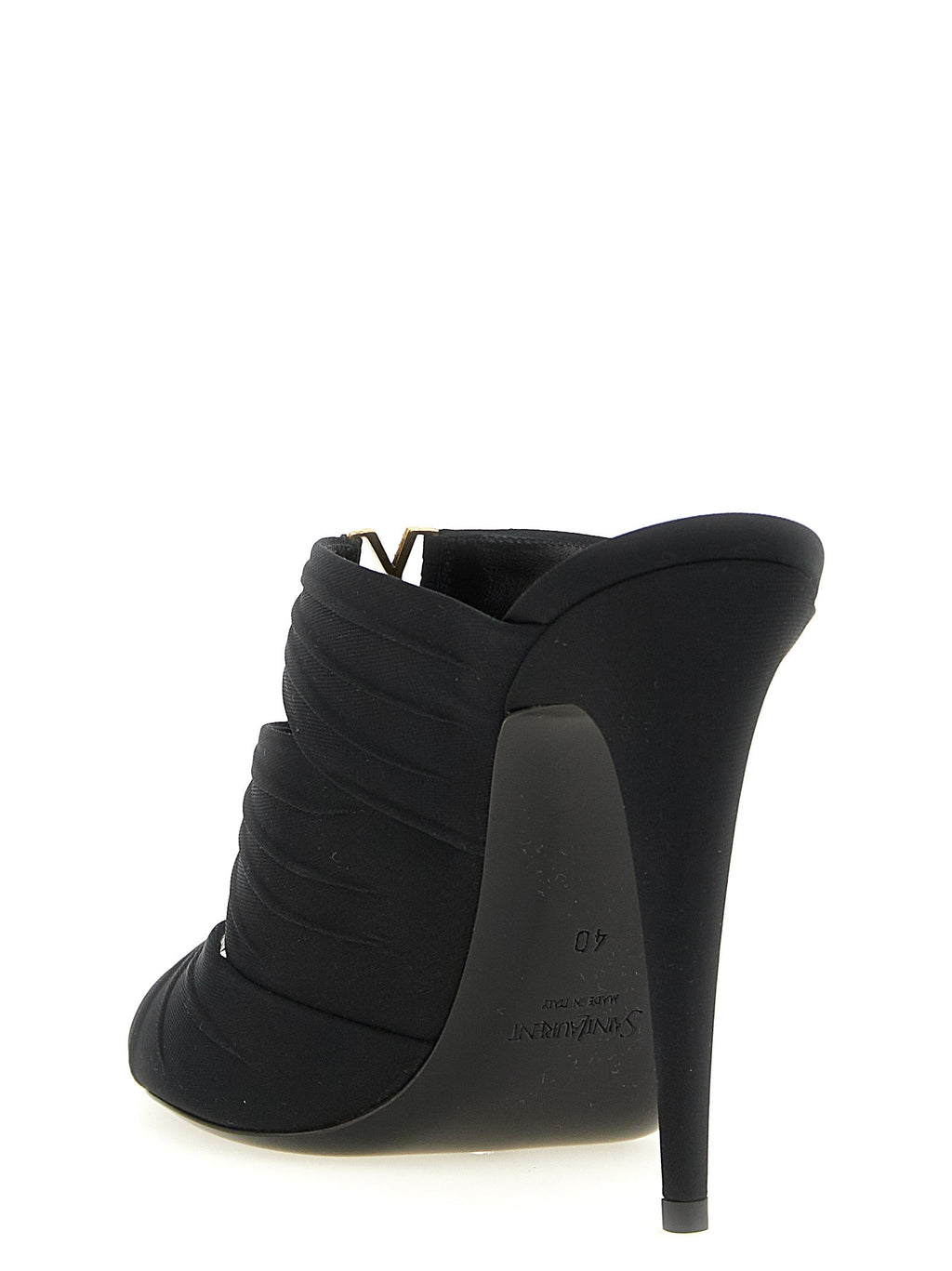 Saint Laurent Black Viscose Stiletto Heel Sandals Saint Laurent