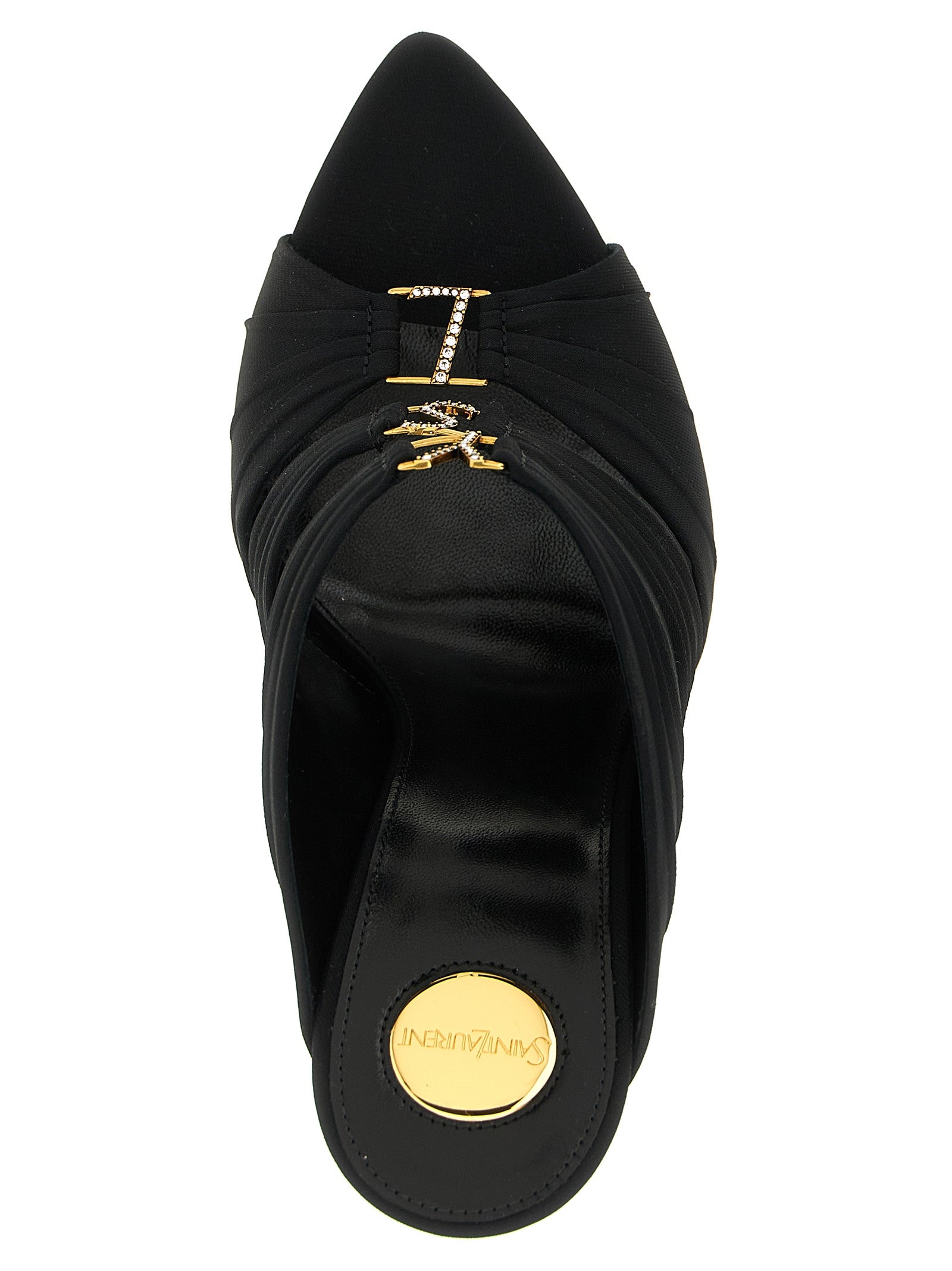 Saint Laurent Black Viscose Stiletto Heel Sandals Saint Laurent