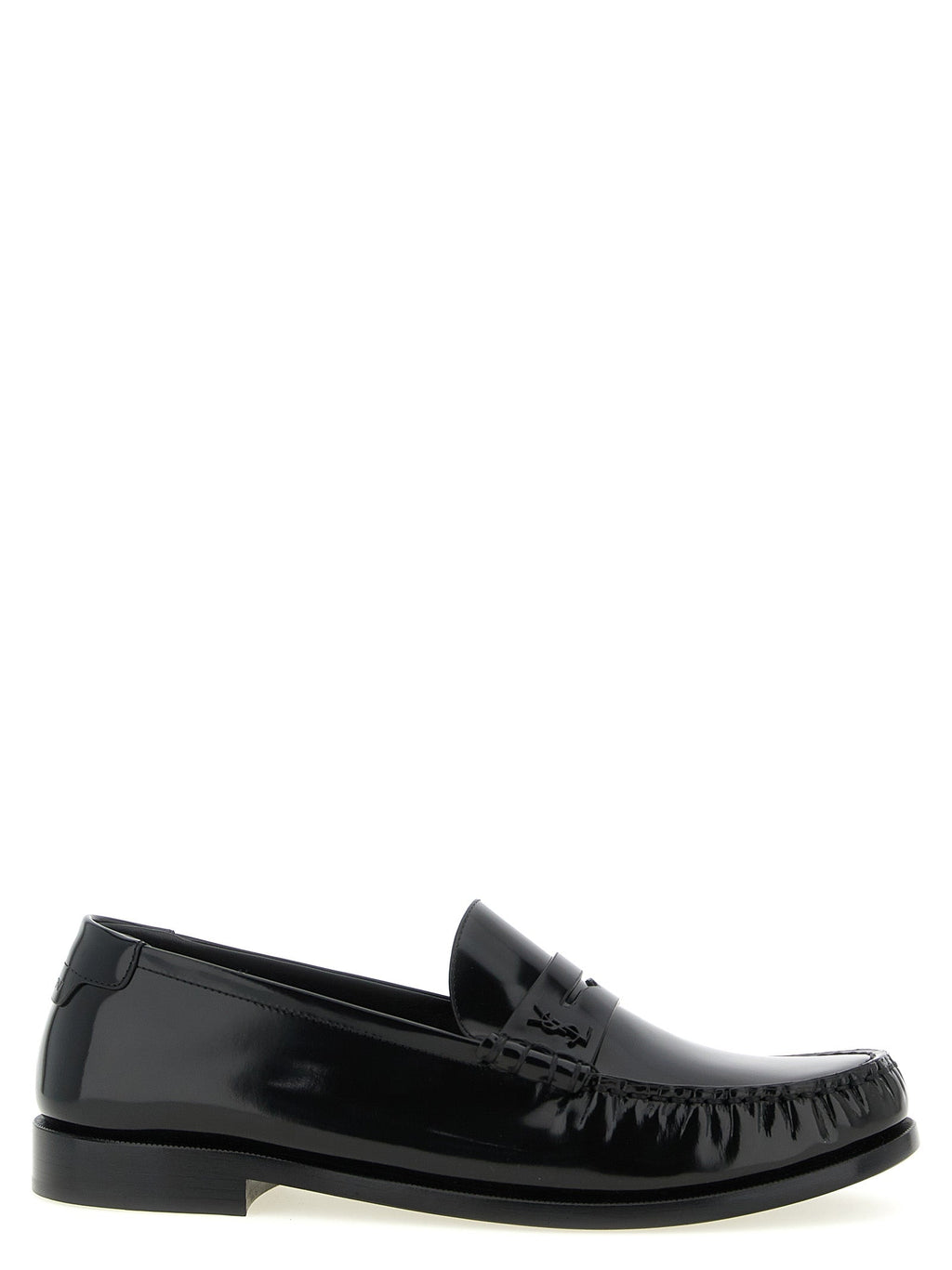 Saint Laurent Black Calfskin Slip-On Loafers Saint Laurent