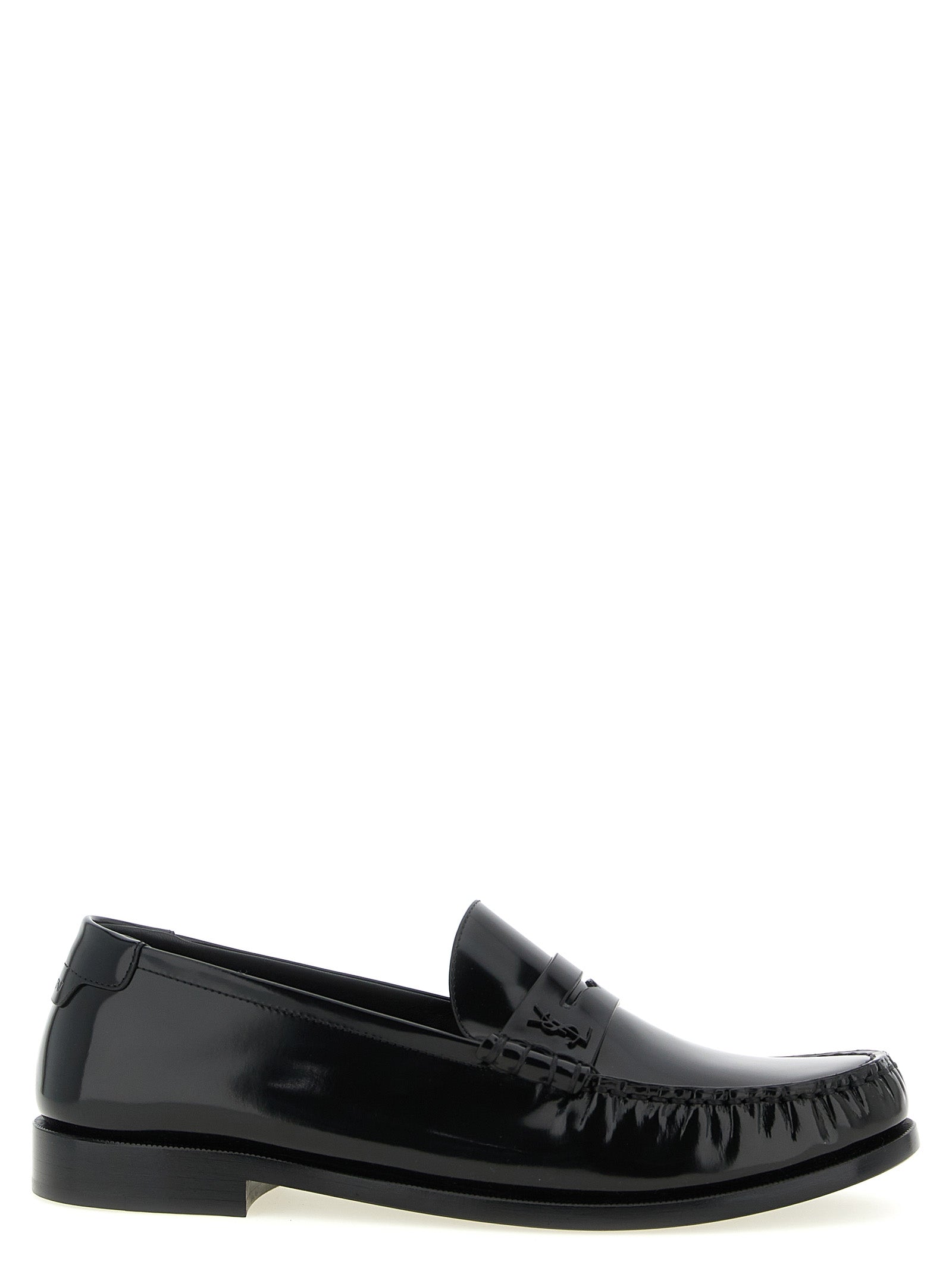 Saint Laurent Black Calfskin Slip-On Loafers Saint Laurent