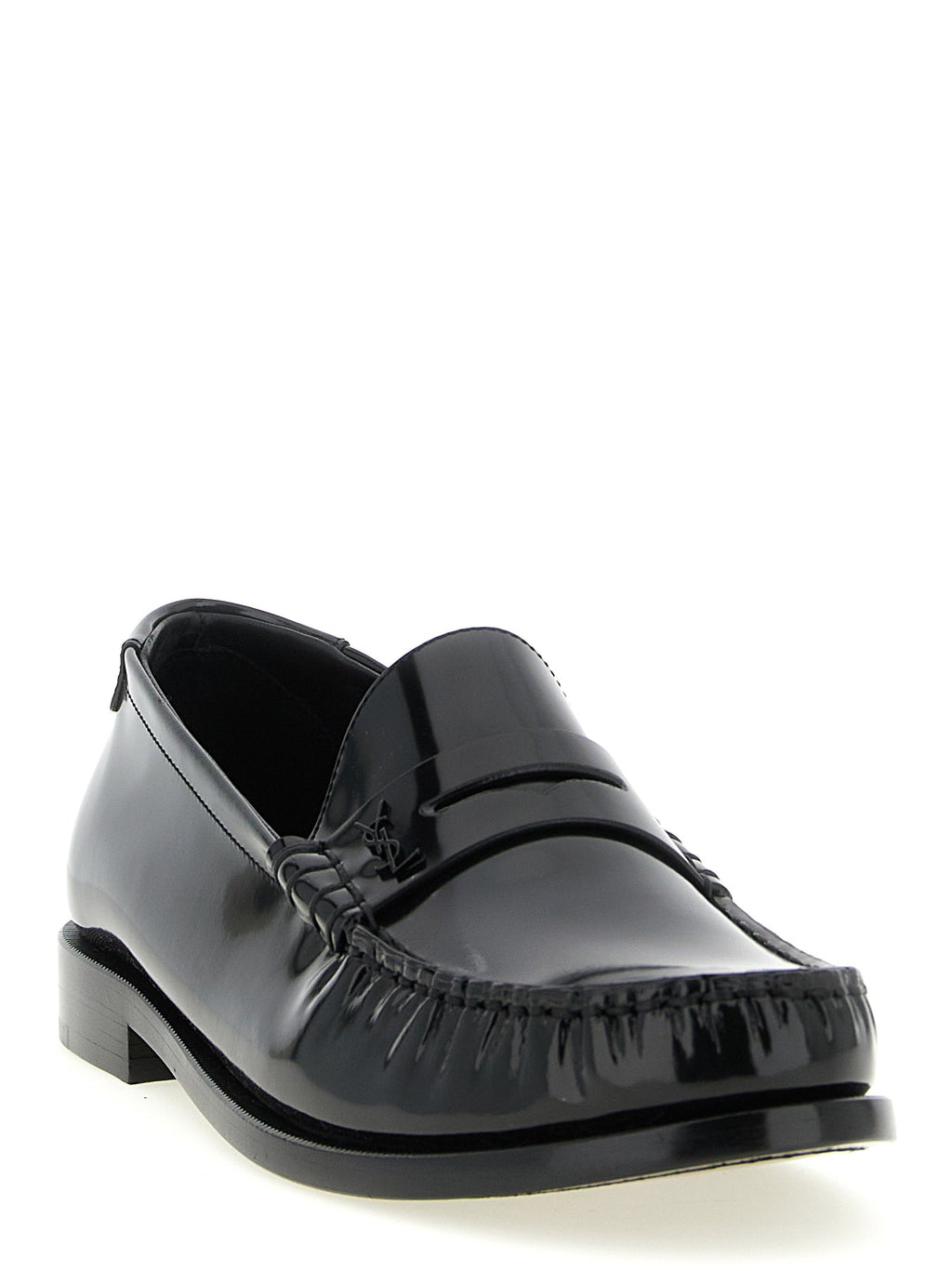 Saint Laurent Black Calfskin Slip-On Loafers Saint Laurent