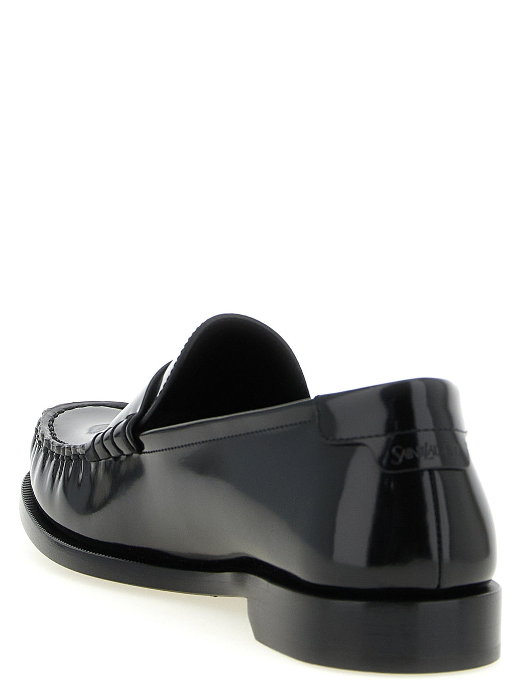 Saint Laurent Black Calfskin Slip-On Loafers Saint Laurent