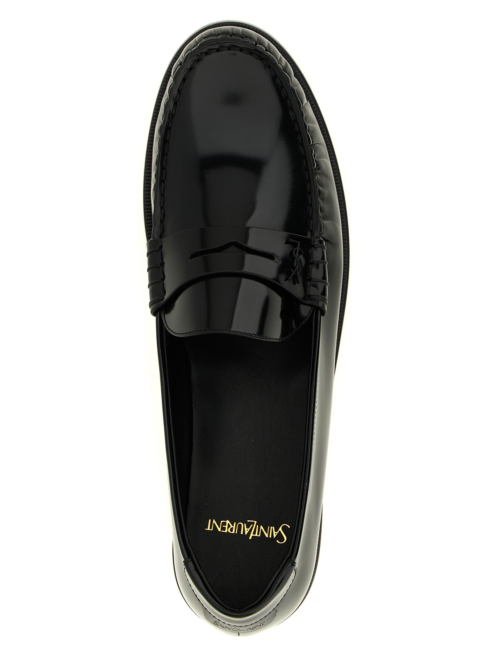 Saint Laurent Black Calfskin Slip-On Loafers Saint Laurent