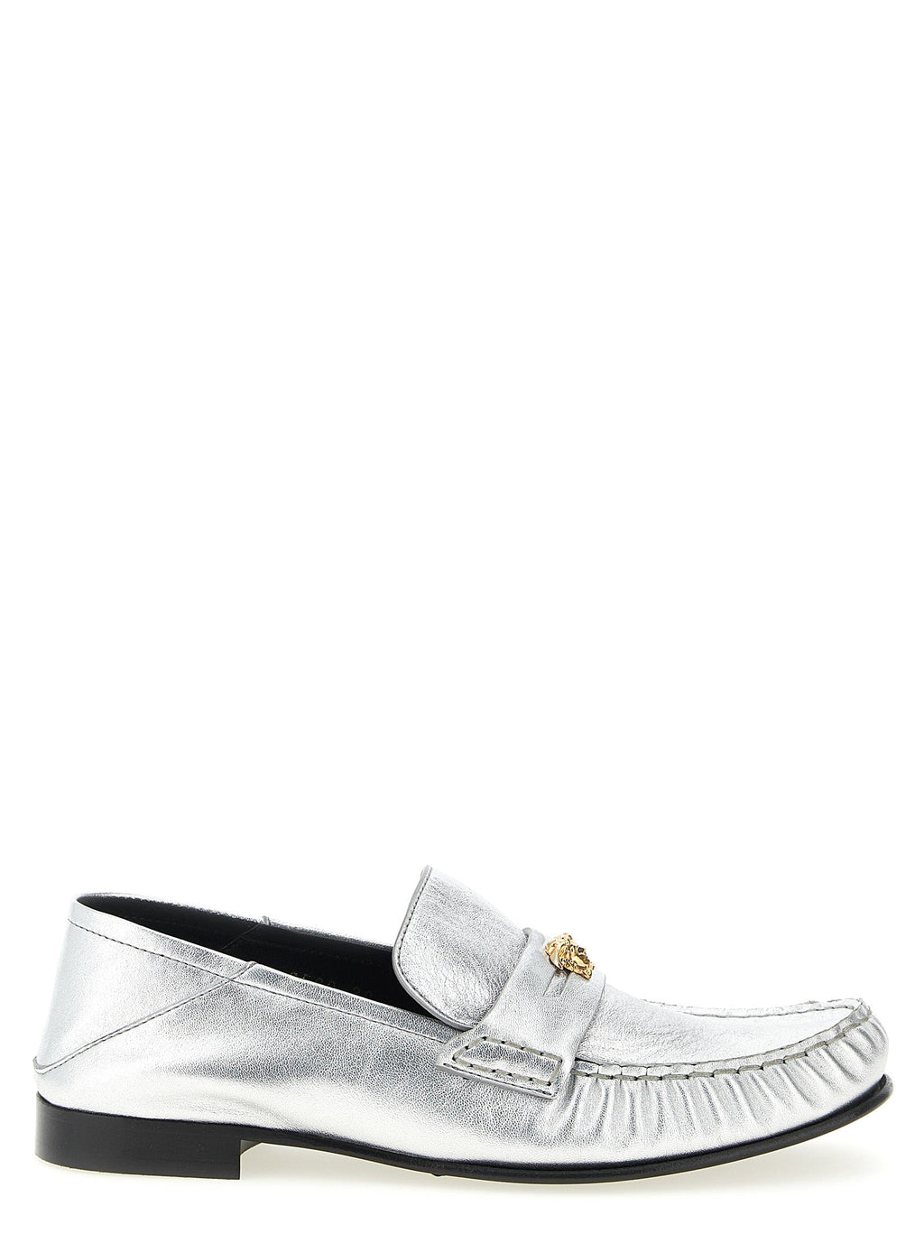 Versace Silver Lamb Leather Slip-On Loafers Versace