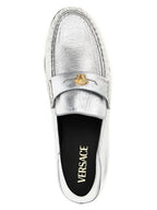 Versace Silver Lamb Leather Slip-On Loafers Versace